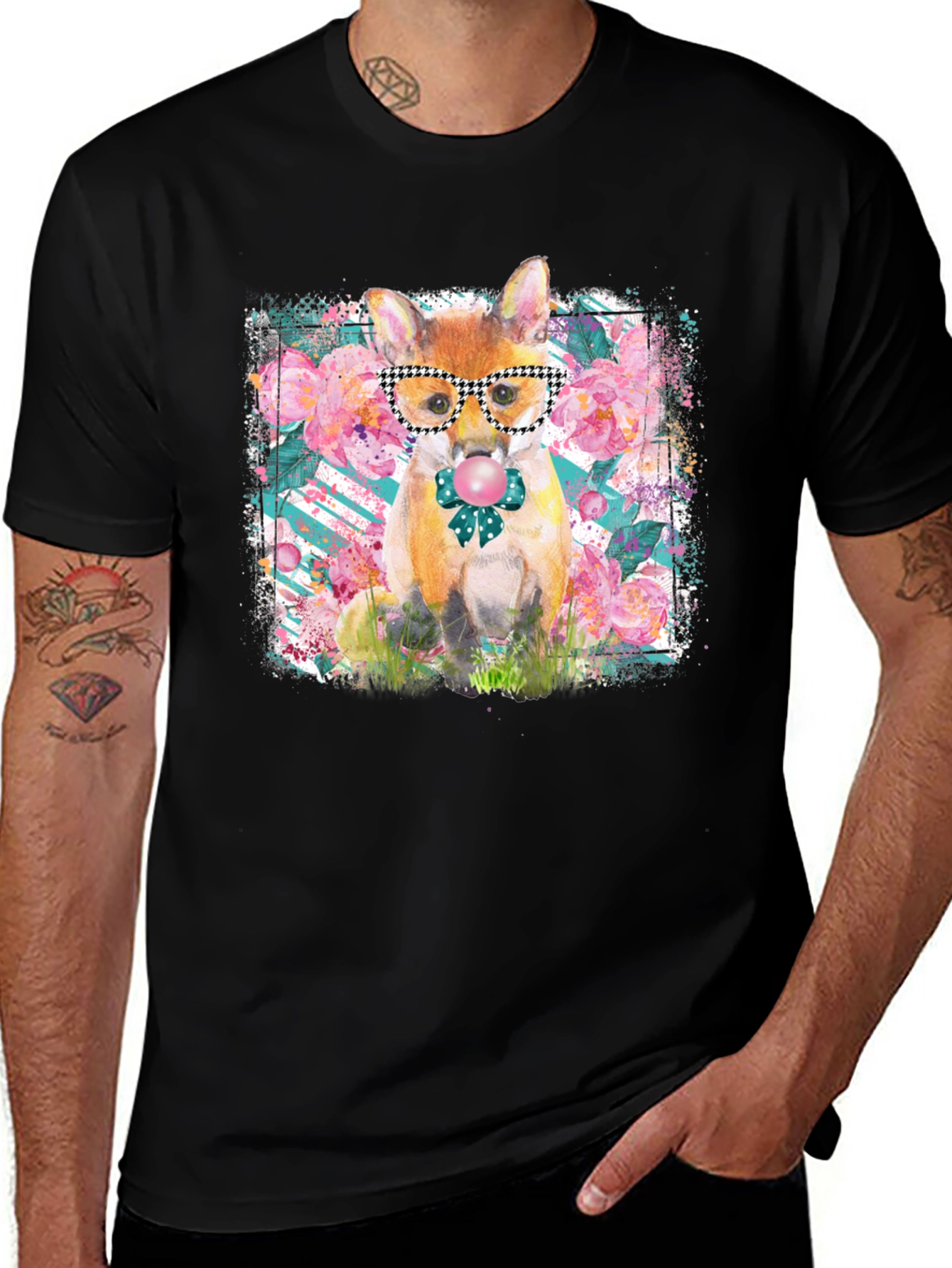 Variant 18 of Fox with Glasses Graphic T-Shirt