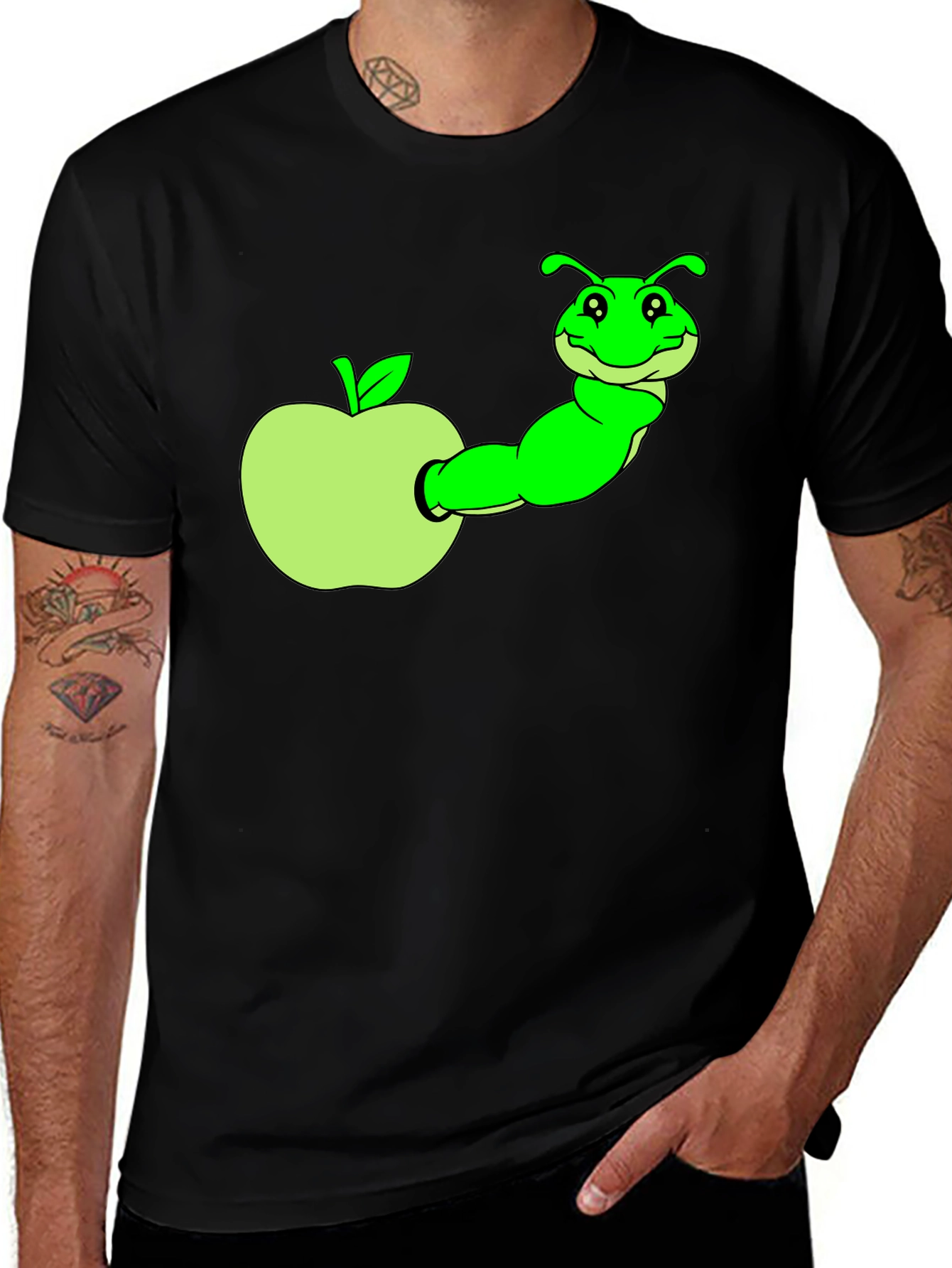 Caterpillar in Apple Graphic T-Shirt