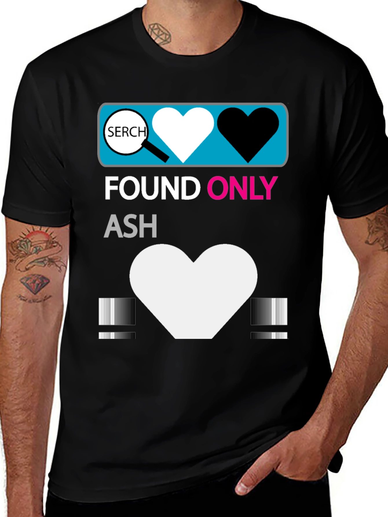 Found Only Ash T-Shirt - Heart Search Design