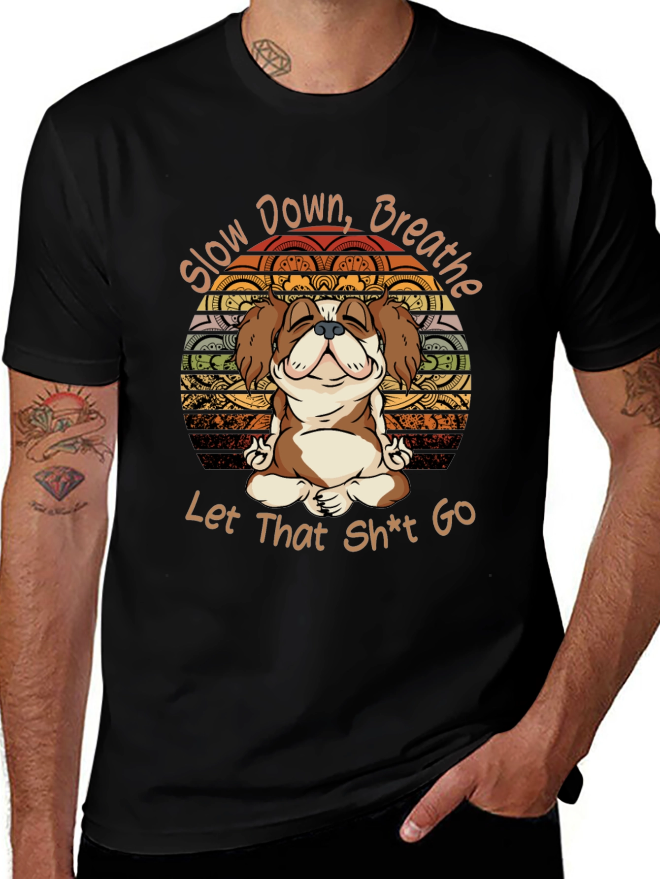 Variant 3 of Slow Down Breathe T-Shirt, Yoga Dog Meditation