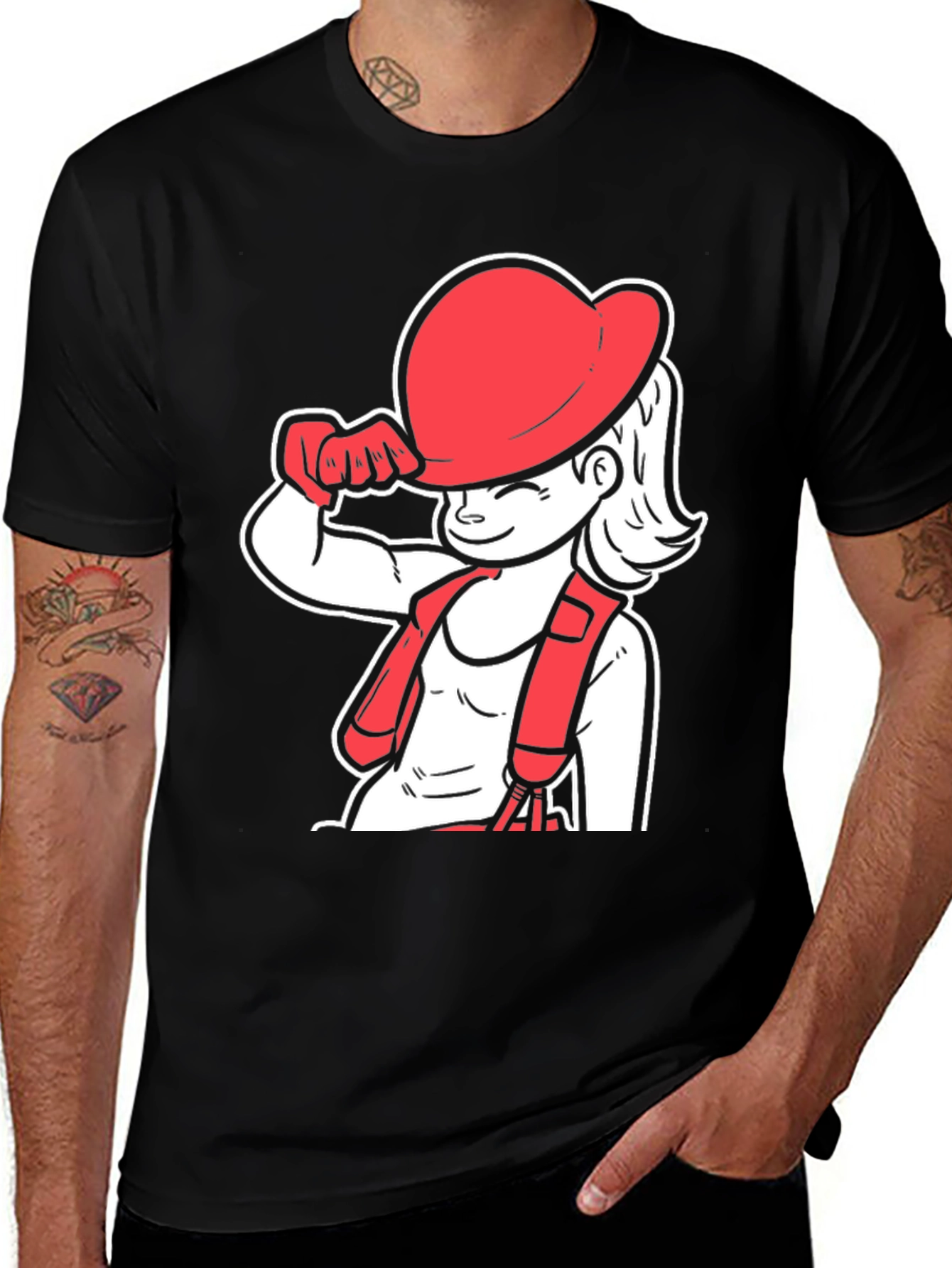 Variant 7 of Cartoon Graphic Black T-Shirt