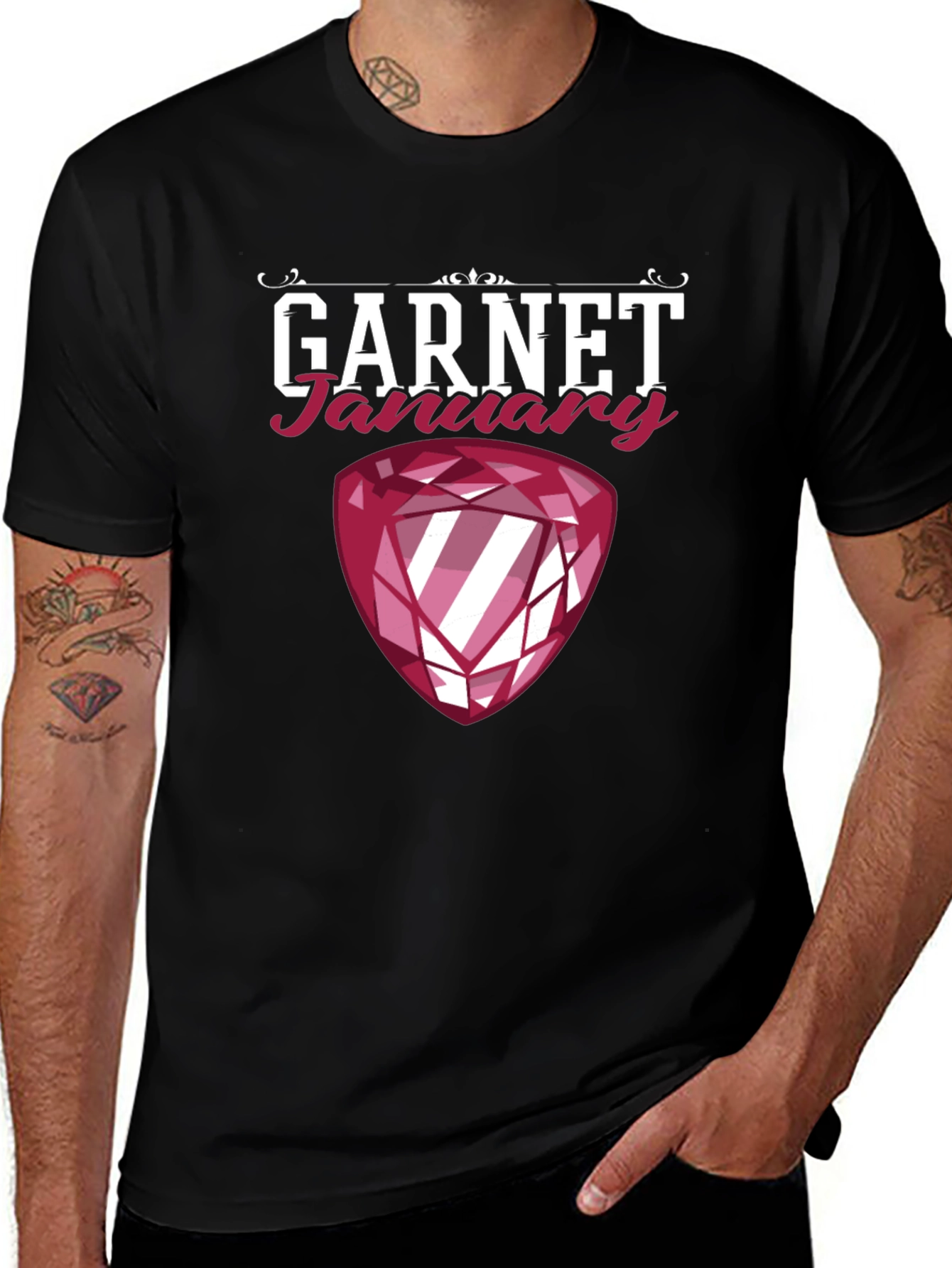 Variant 30 of Garnet January Birthstone Black T-Shirt
