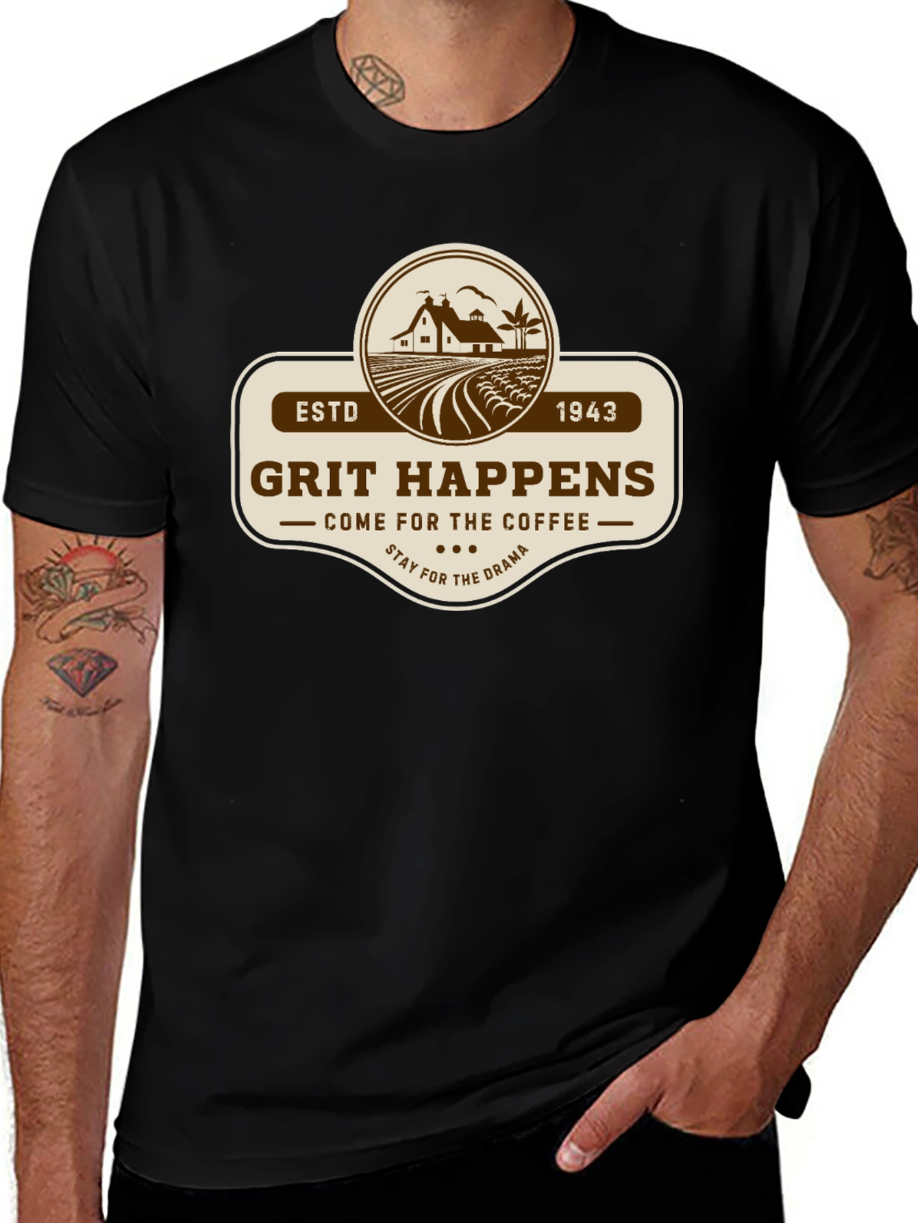 Grit Happens Coffee Drama Black T-Shirt