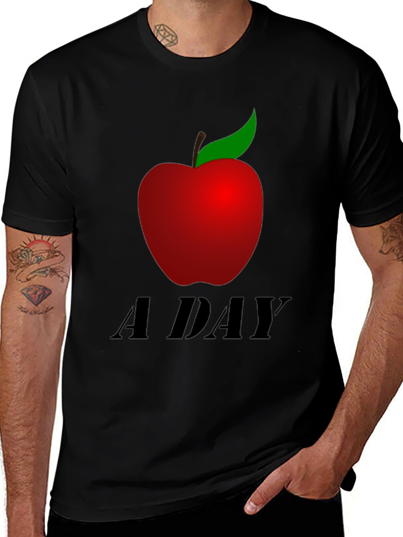 Variant 3 of Apple A Day Graphic Tee - Black Casual T-Shirt
