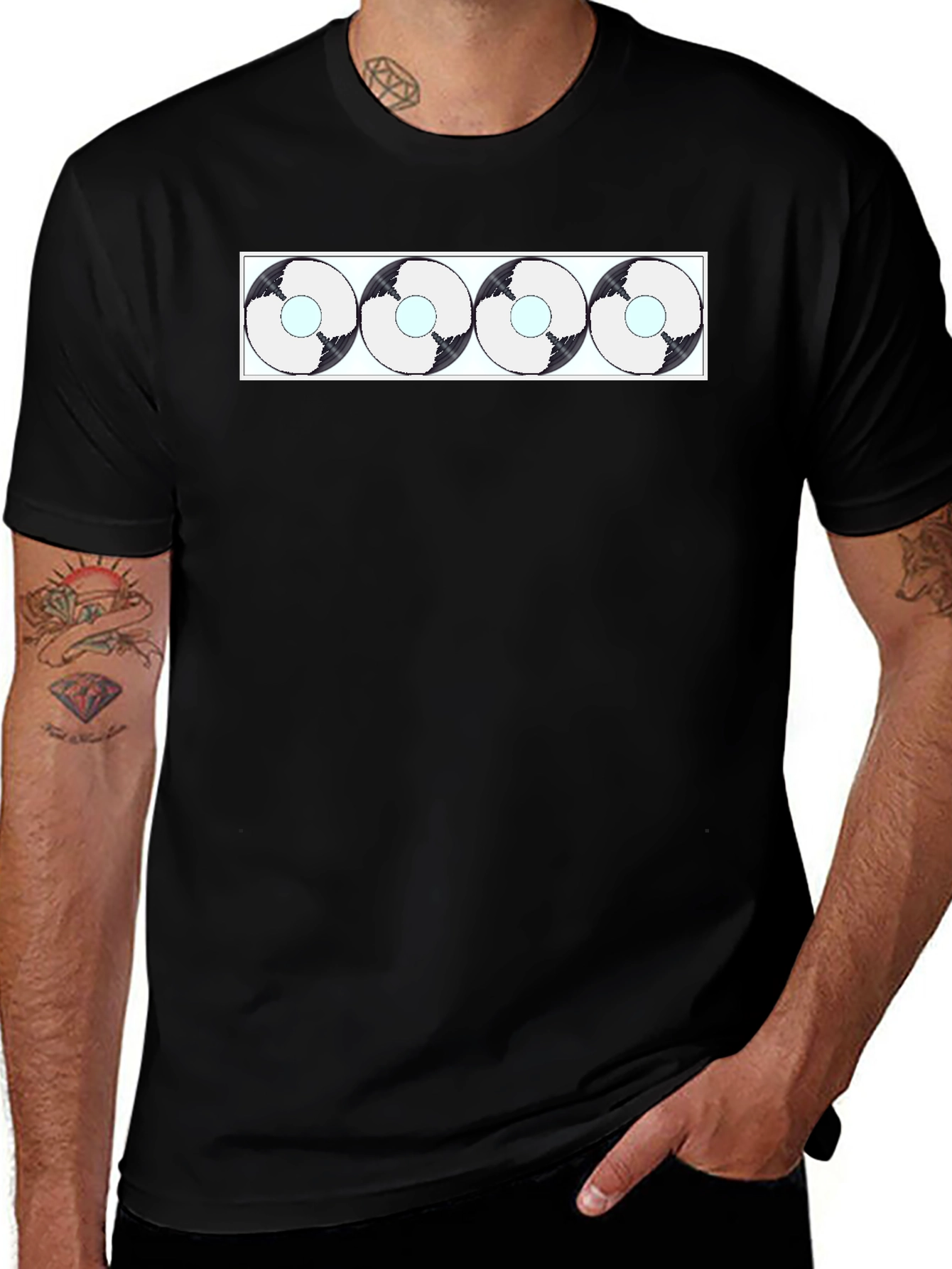 Variant 3 of Abstract Circle Pattern Black T-Shirt