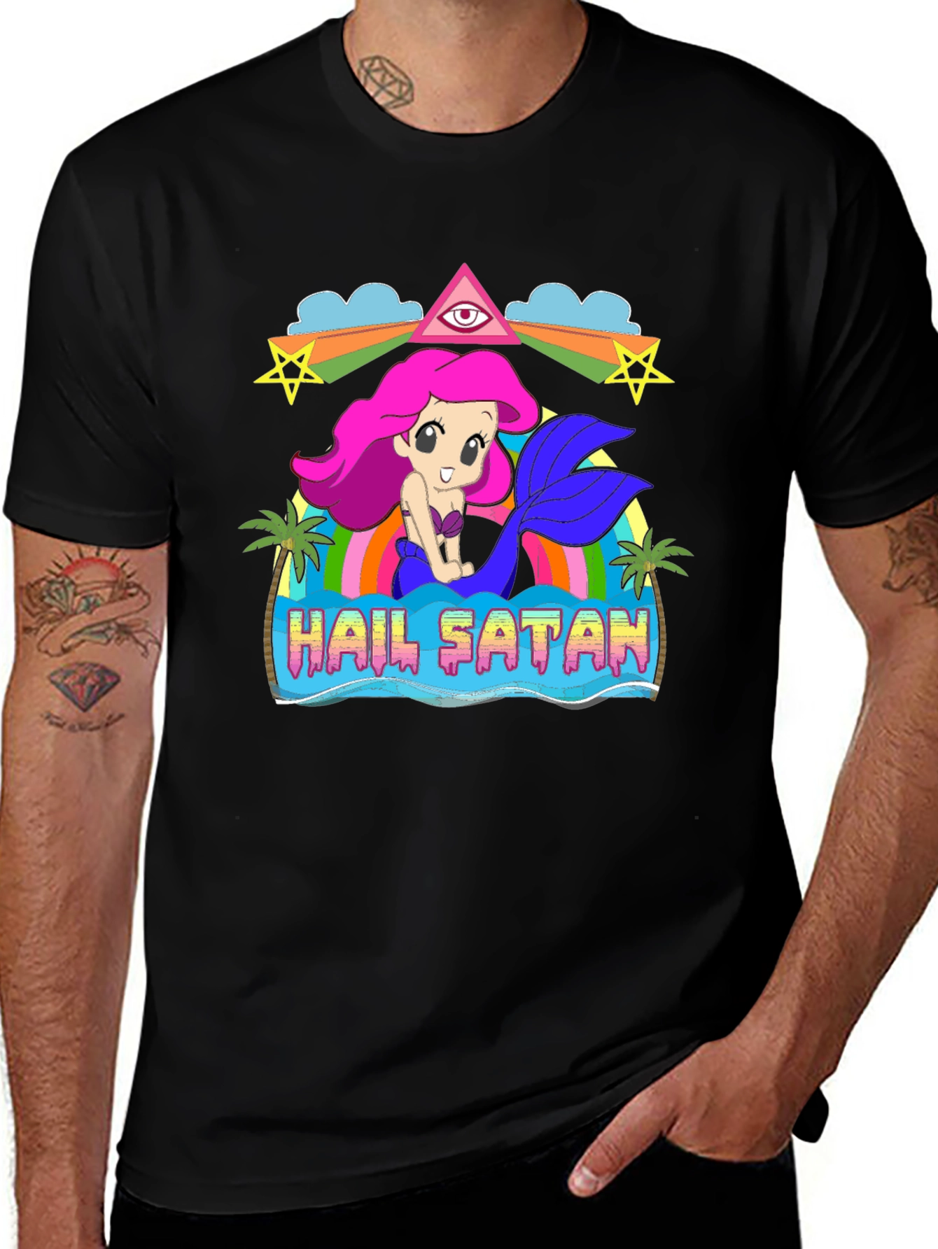 Variant 15 of Hail Satan Mermaid Graphic T-Shirt