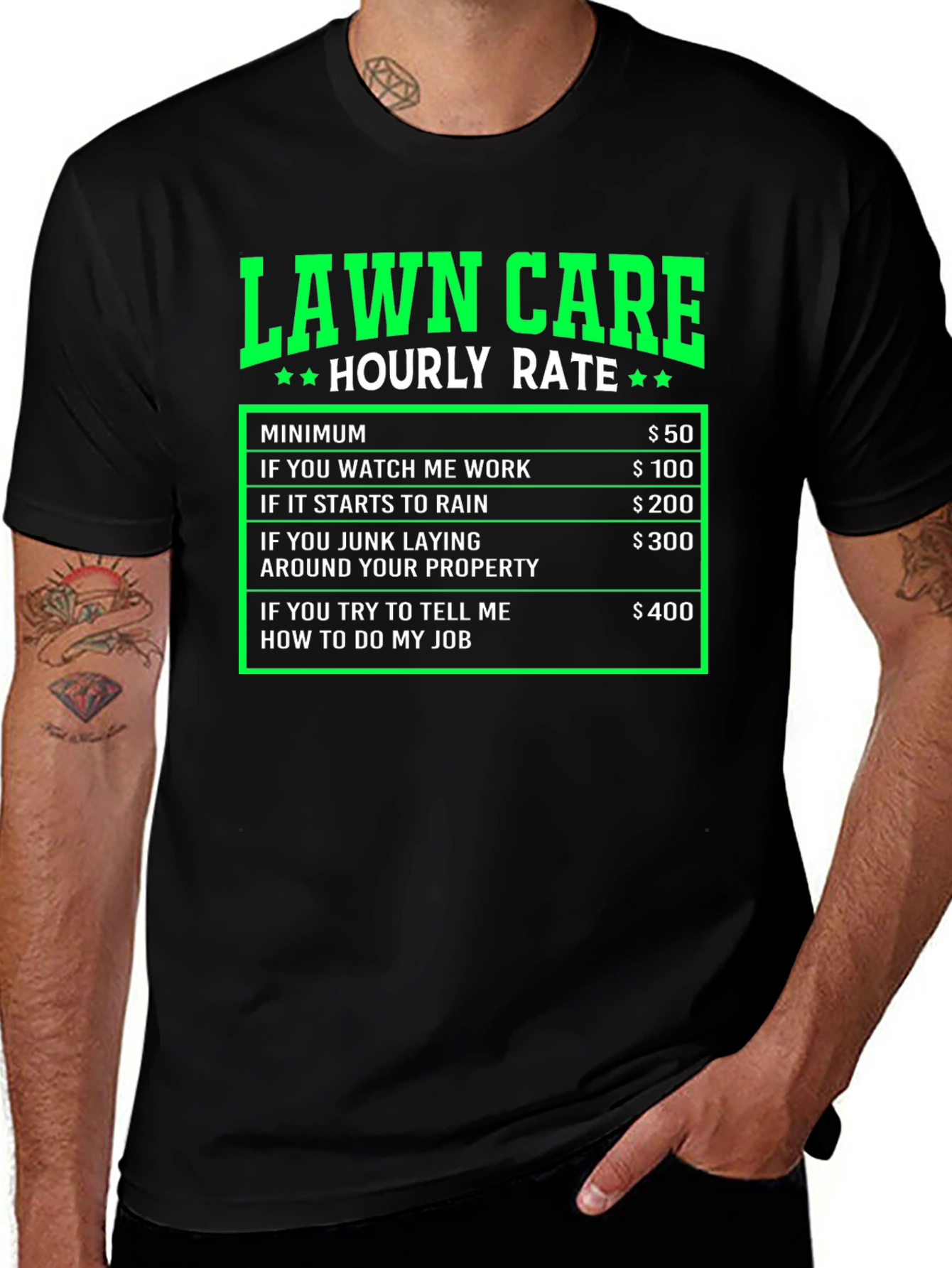 Funny Lawn Care Hourly Rate T-Shirt