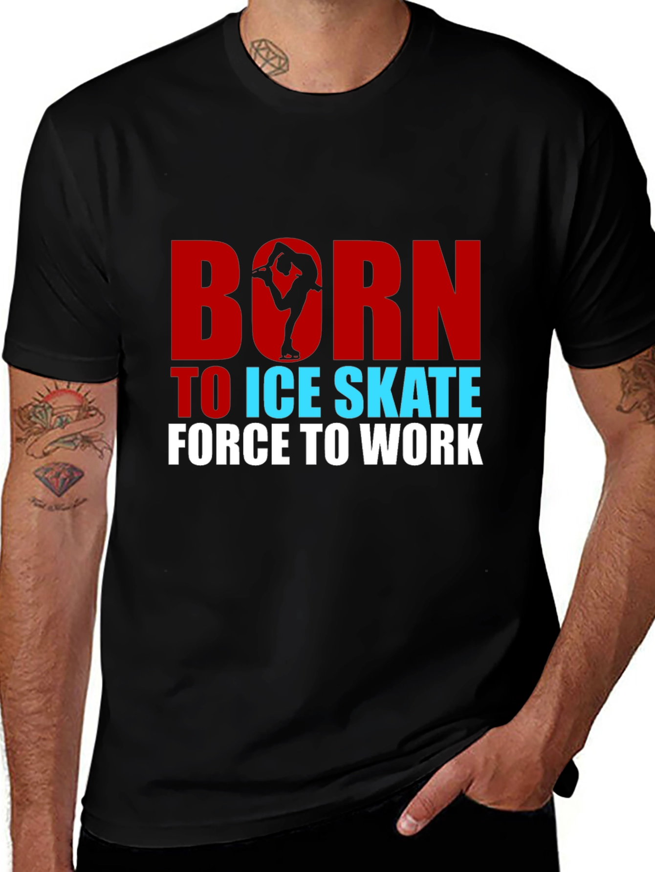 Variant 19 of Born to Ice Skate Graphic T-Shirt - Black