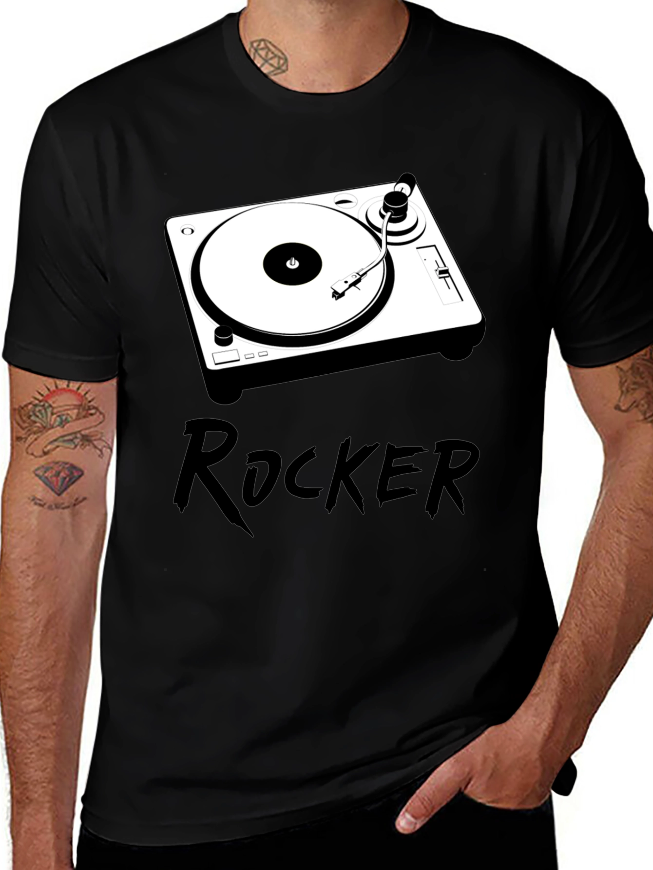 Variant 10 of Rocker DJ Turntable Graphic Tee - Black