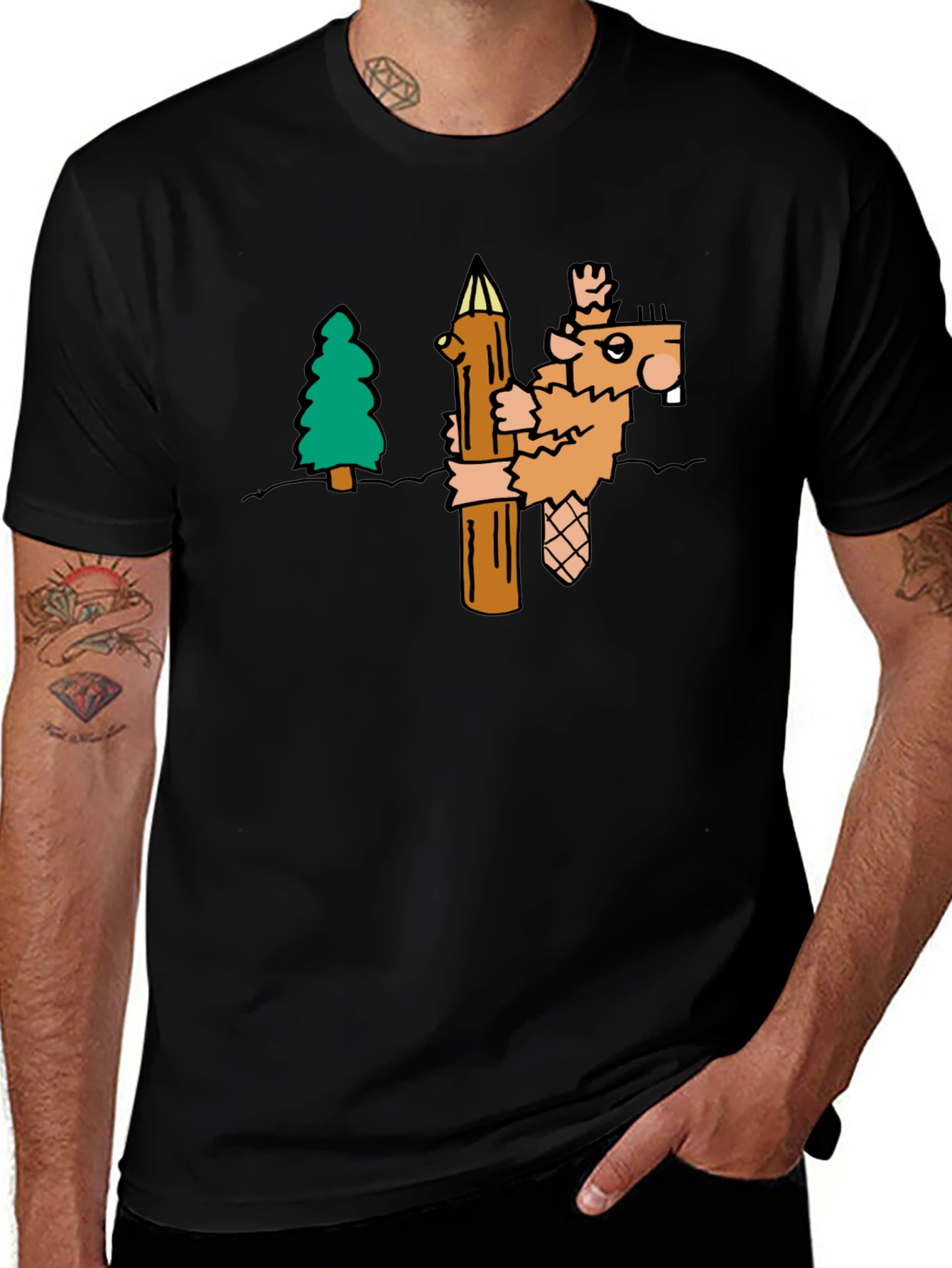 Variant 9 of Funny Beaver T-Shirt - Cartoon Woodcutter Tee