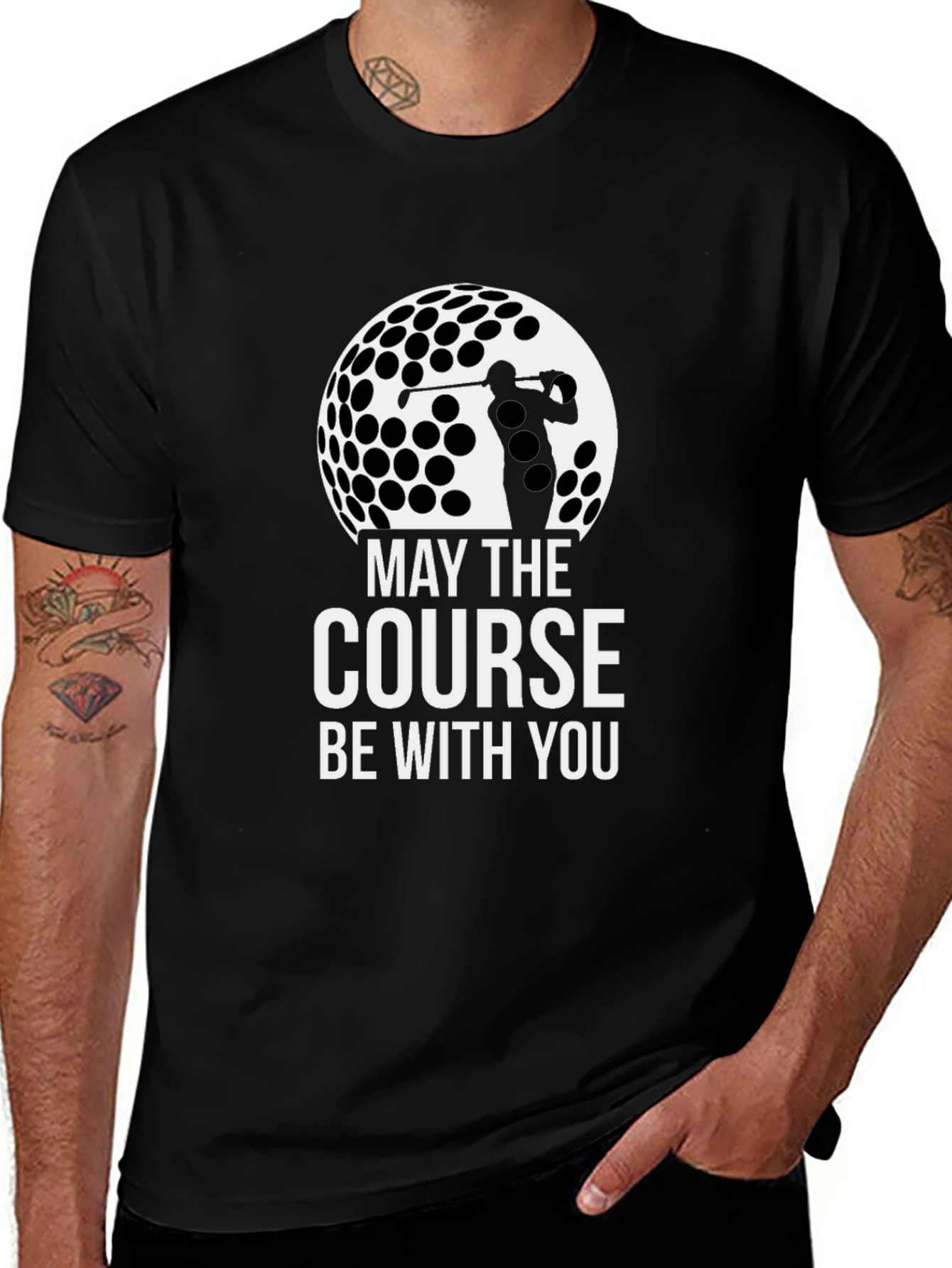 Variant 19 of Golf T-Shirt: May The Course Be With You - Black