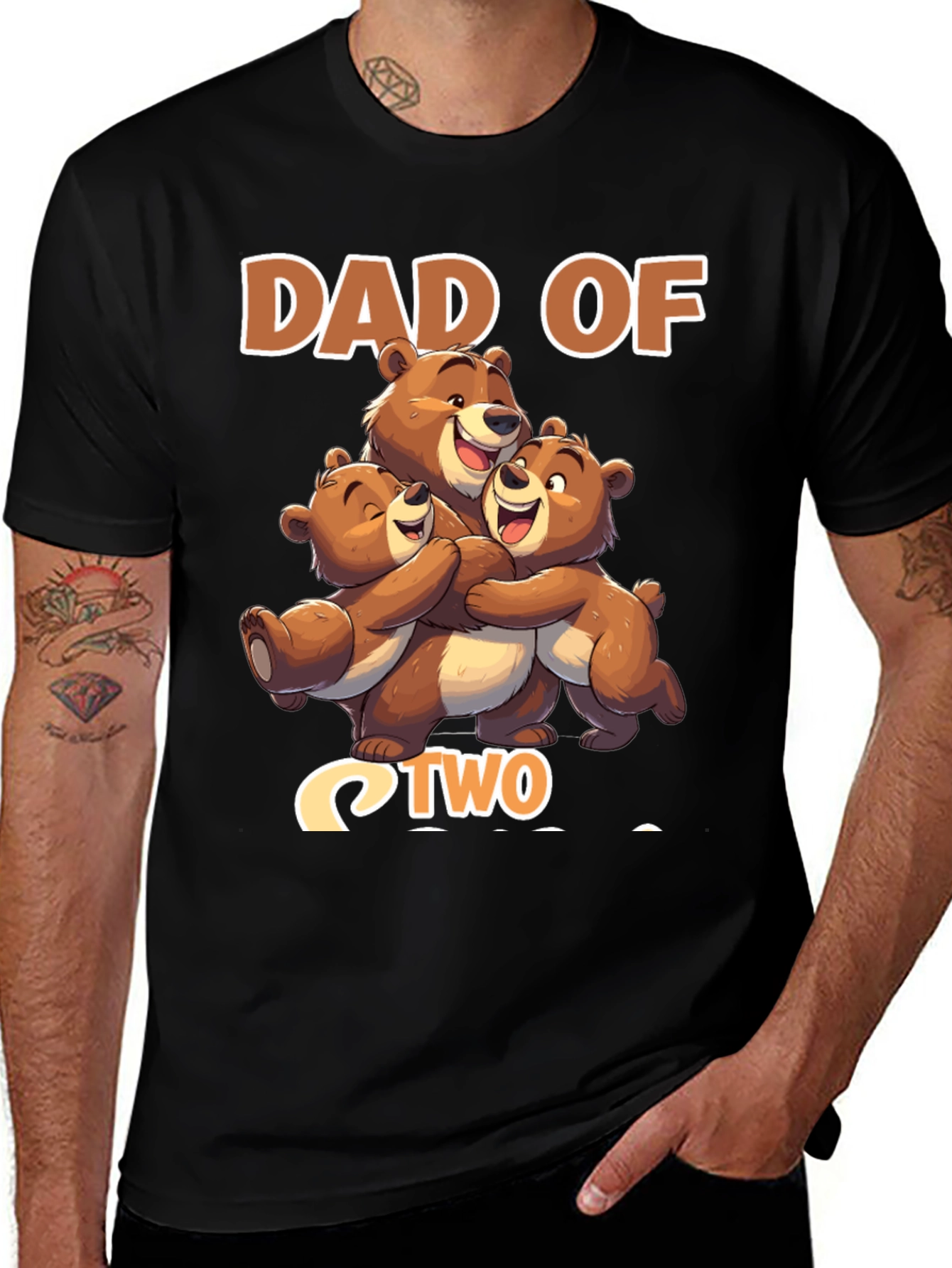 Dad Of Two Bears Black T-Shirt
