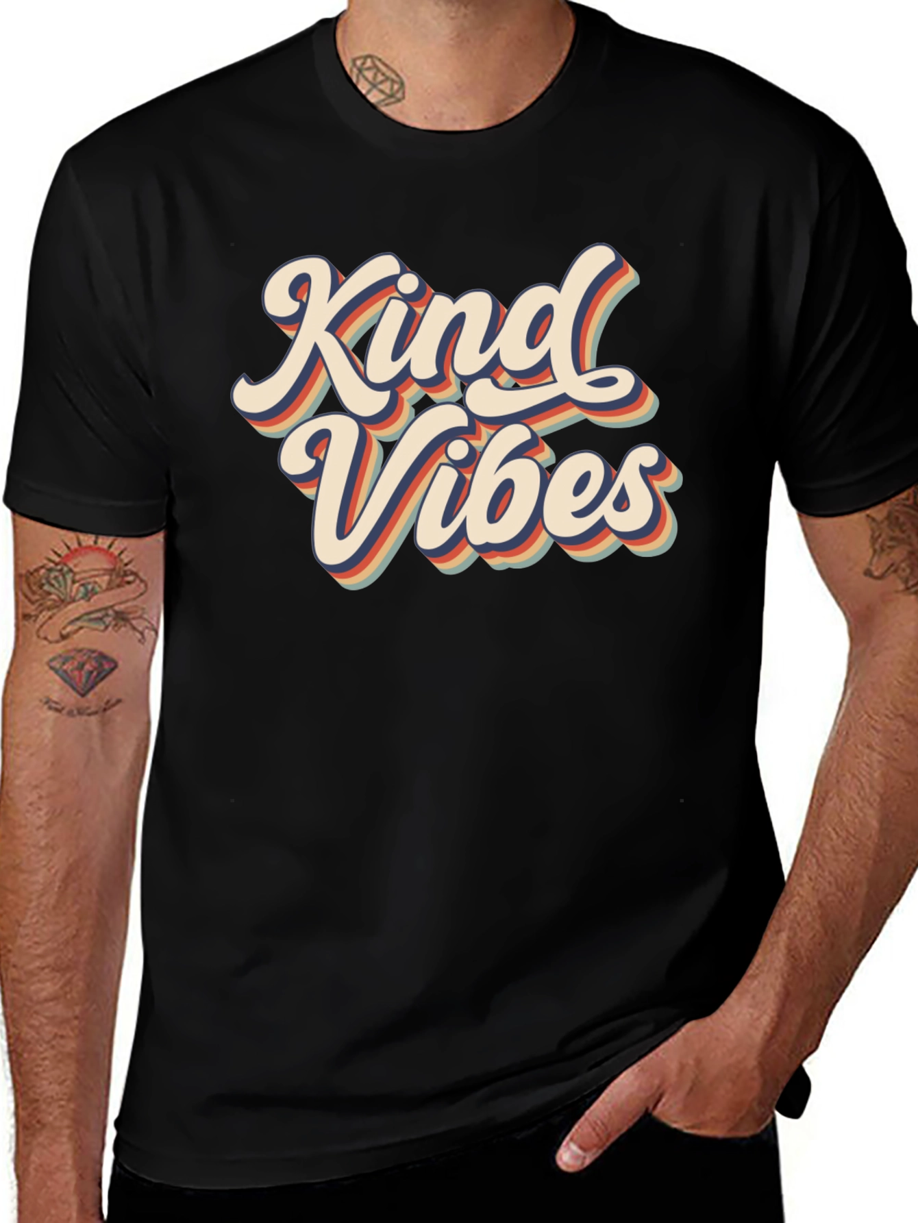 Variant 8 of Kind Vibes Retro Graphic Tee - Black