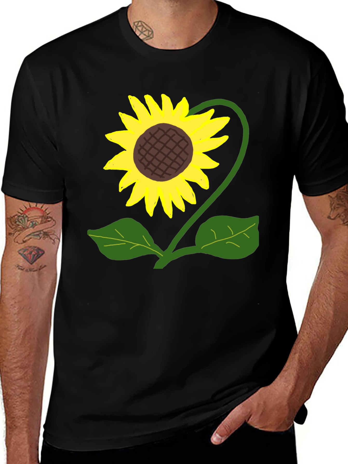 Variant 23 of Sunflower Graphic Tee - Black Cotton T-Shirt