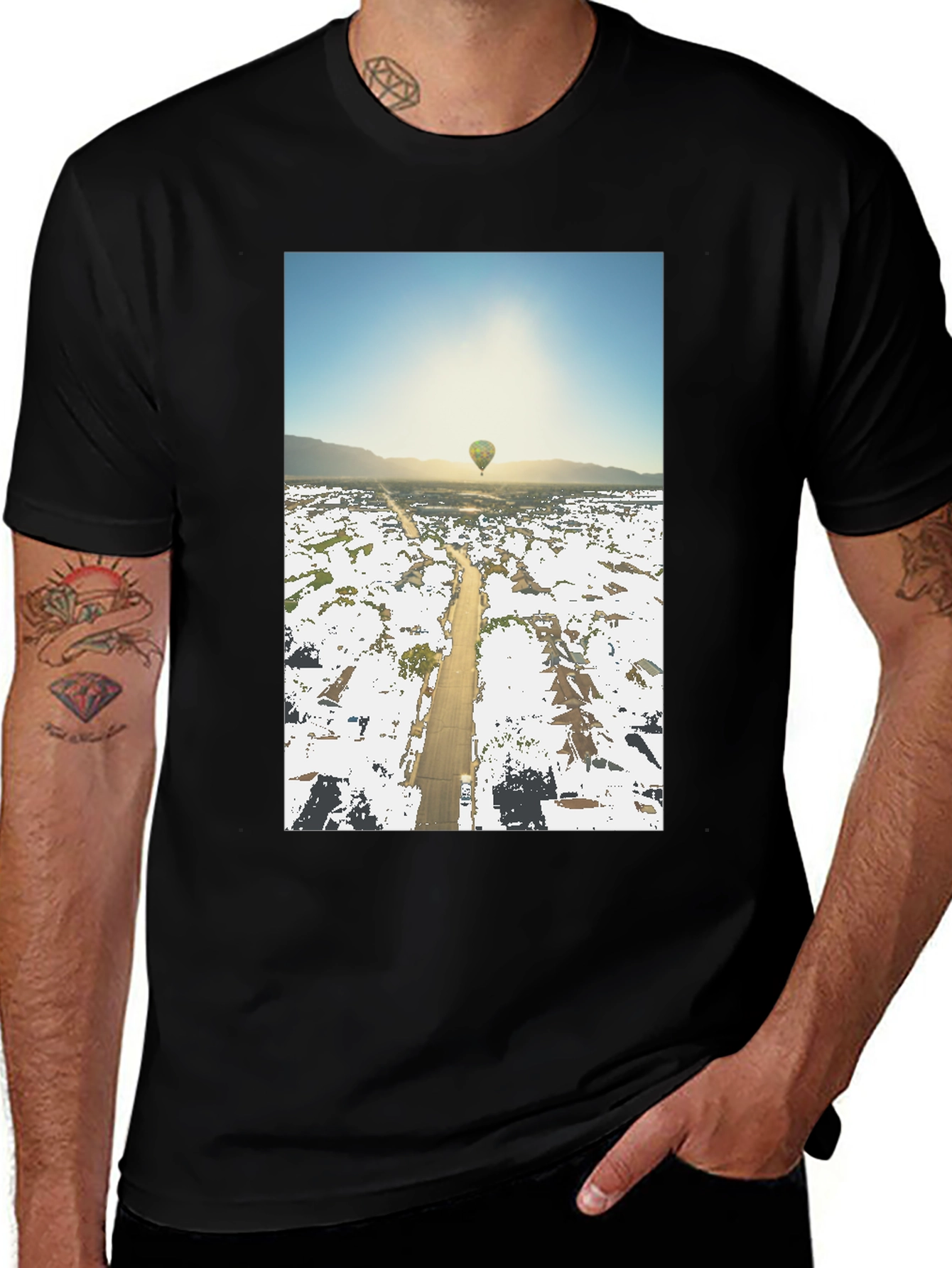 Hot Air Balloon T-Shirt, Aerial View Graphic Tee