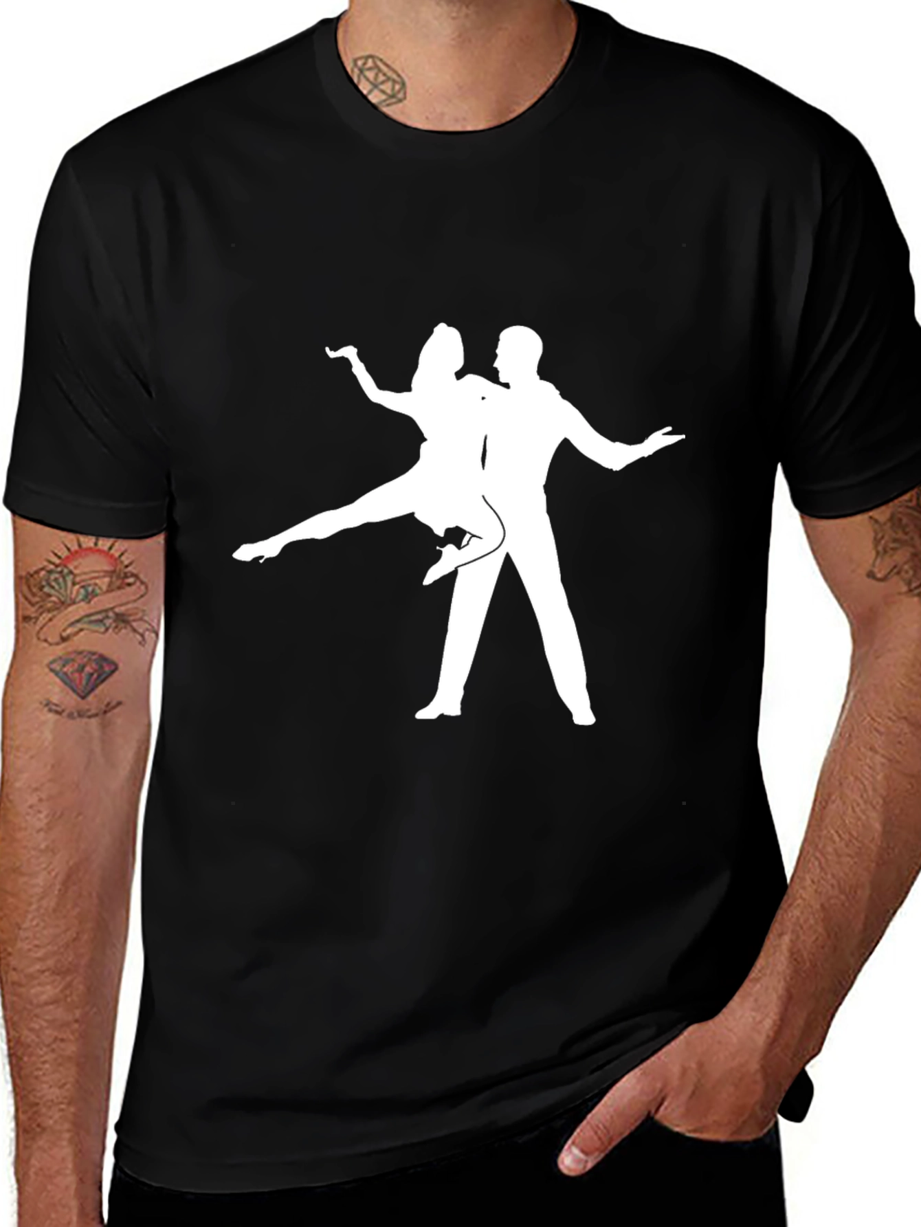 Variant 27 of Dancing Couple Graphic T-Shirt - Black