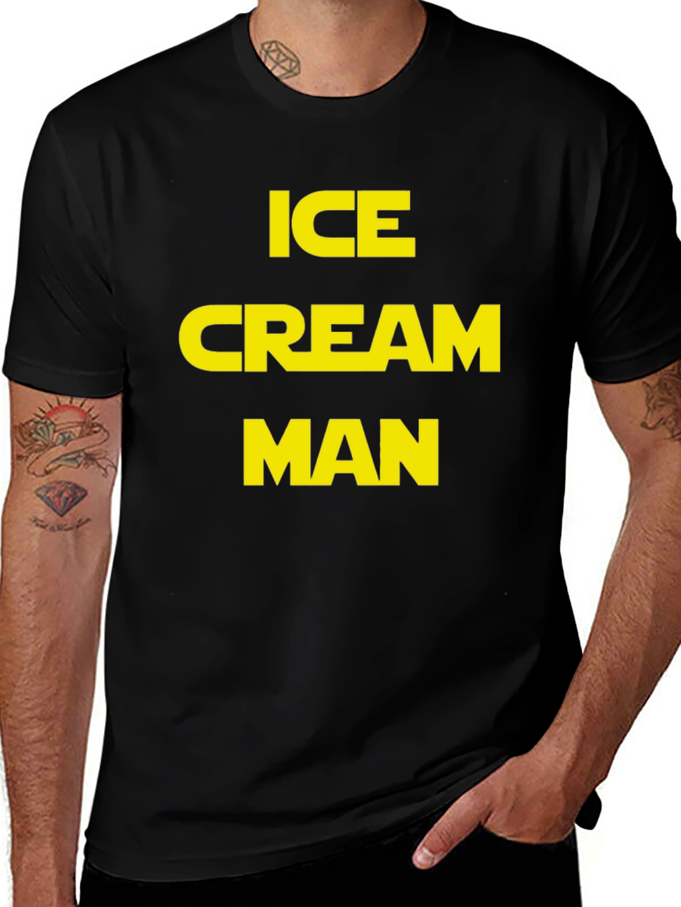 Variant 5 of Ice Cream Man Graphic Tee - Black Cotton T-Shirt