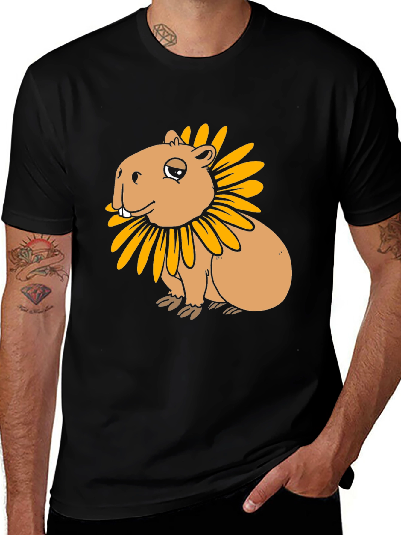 Variant 2 of Capybara Sunflower Graphic Tee