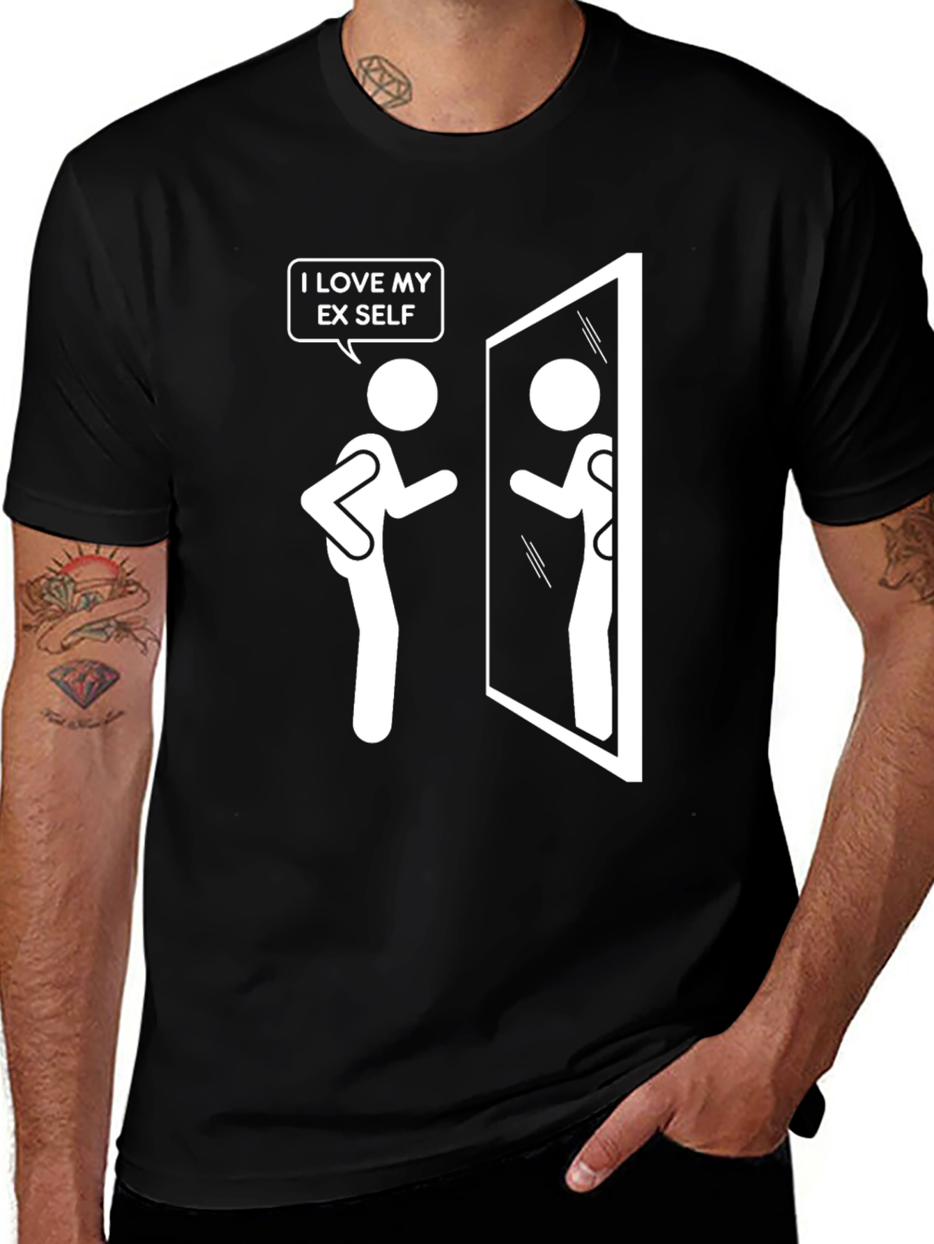 I Love My Ex Self T-Shirt - Funny Stick Figure Tee