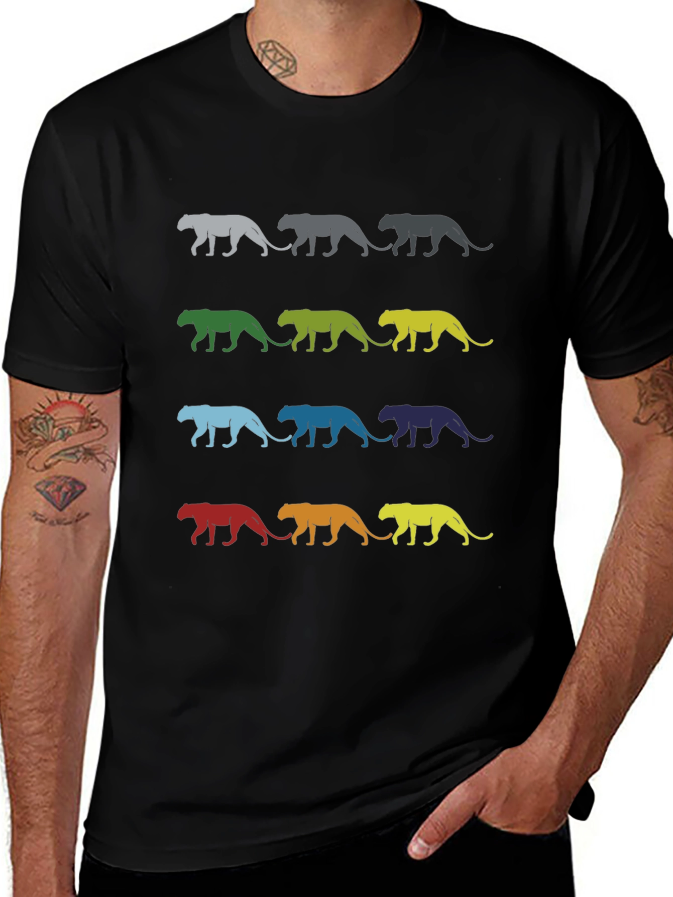 Retro Style Colorful Panther T-Shirt
