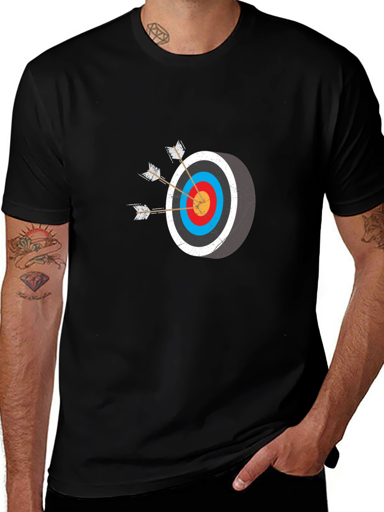 Variant 13 of Archery Target Graphic Tee - Black Cotton T-Shirt