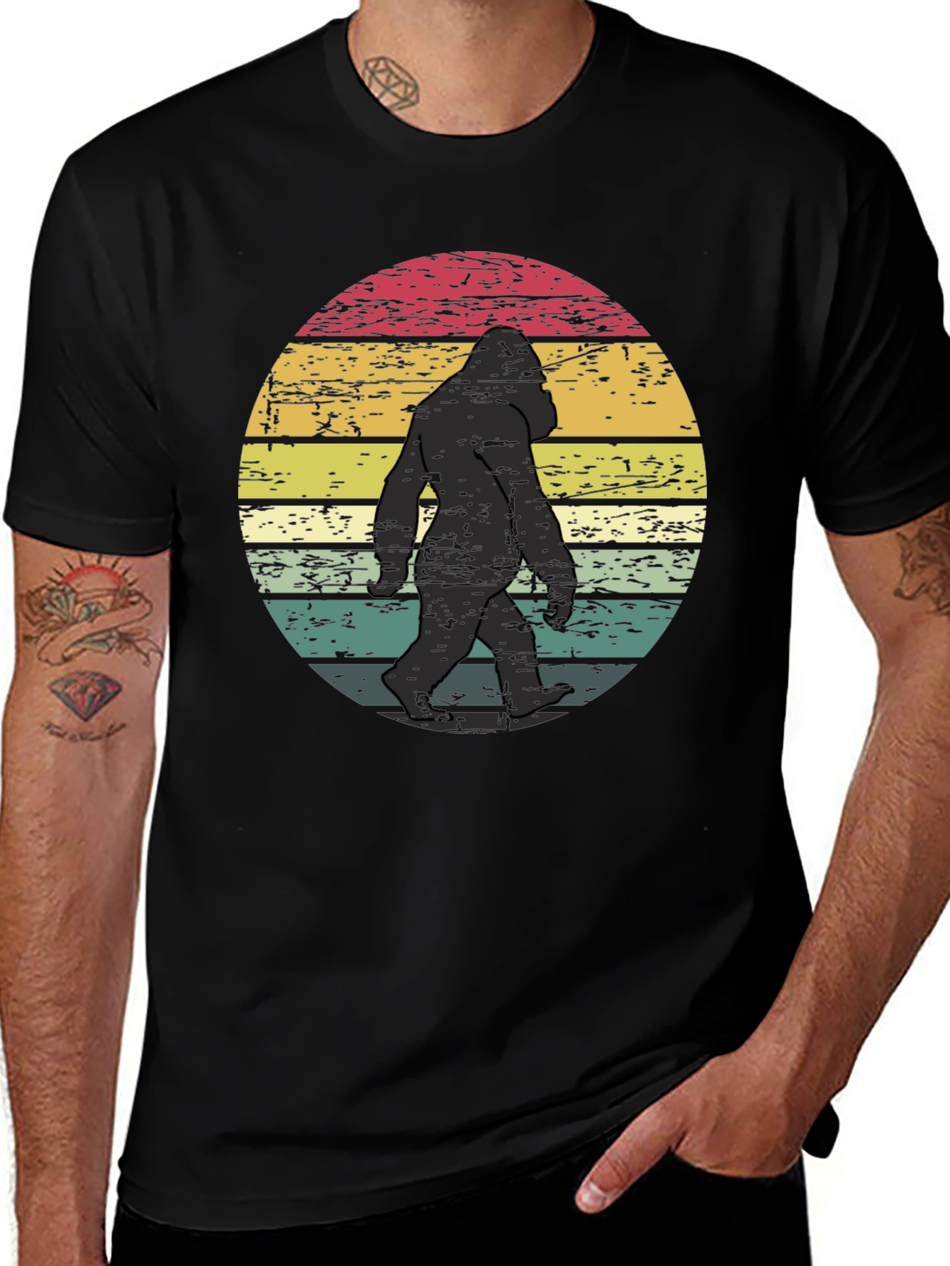 Retro Bigfoot Graphic Tee - Men's Black T-Shirt
