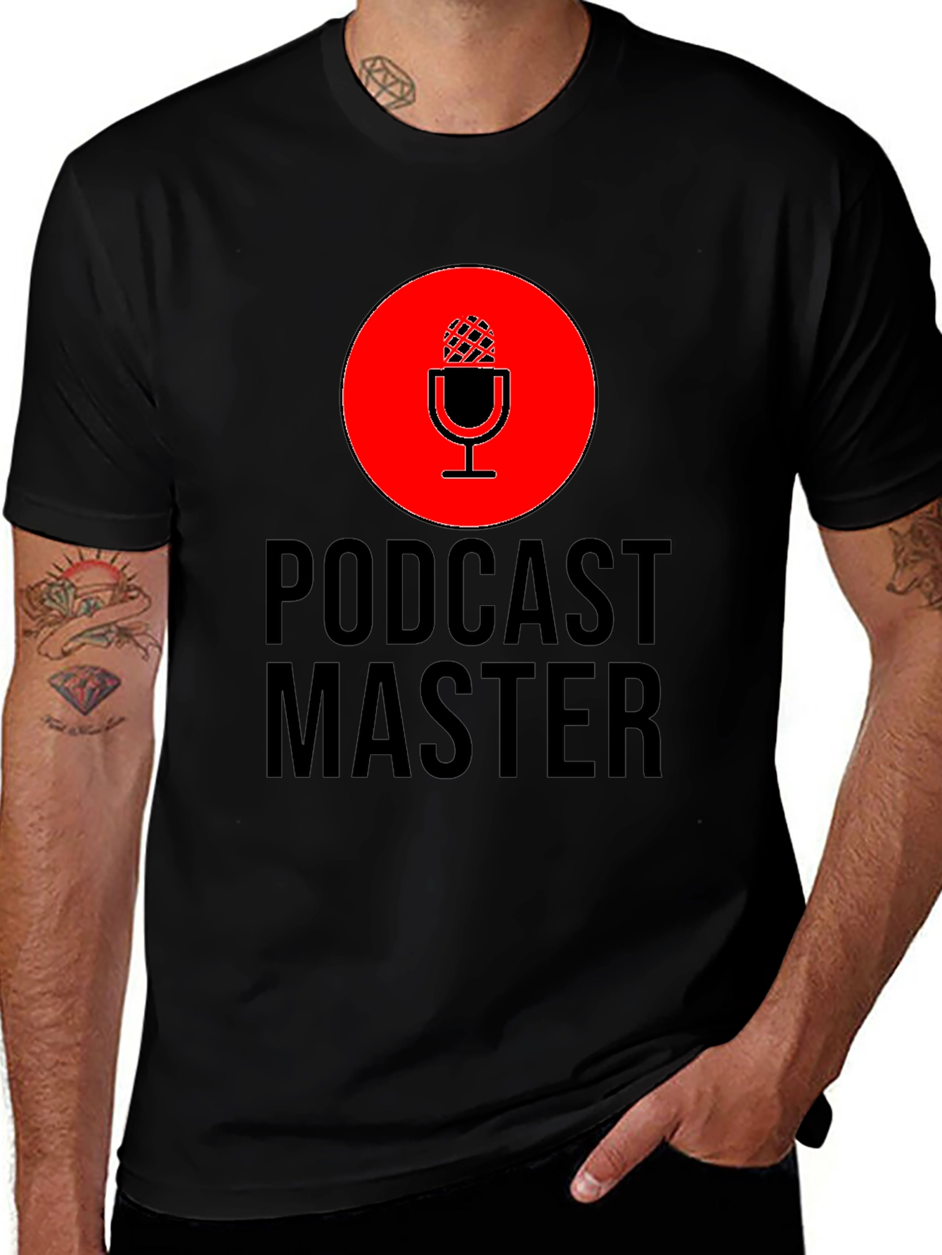 Variant 2 of Podcast Master T-Shirt - Black Crew Neck