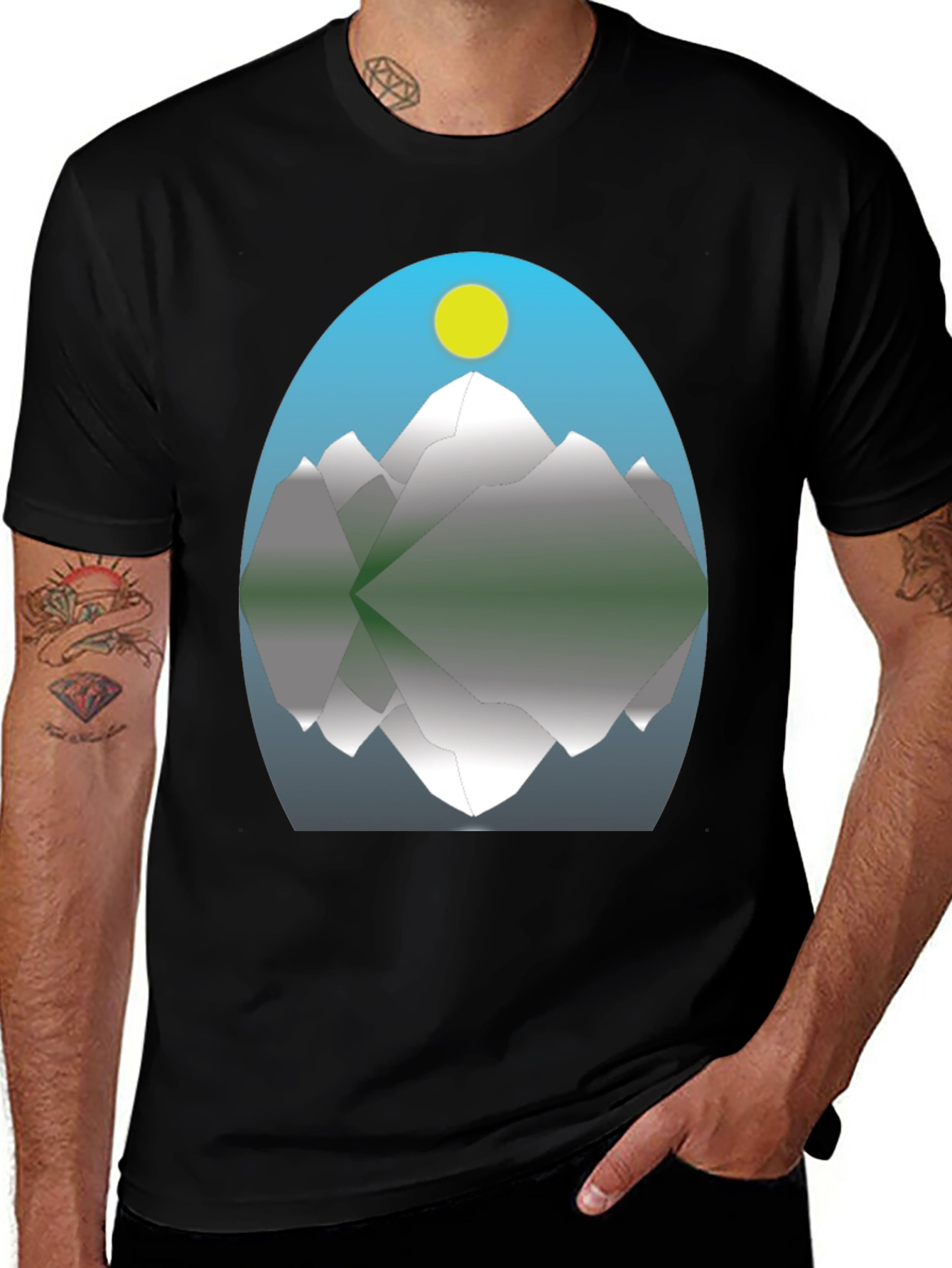 Variant 14 of Mountain Reflection Graphic Tee - Black