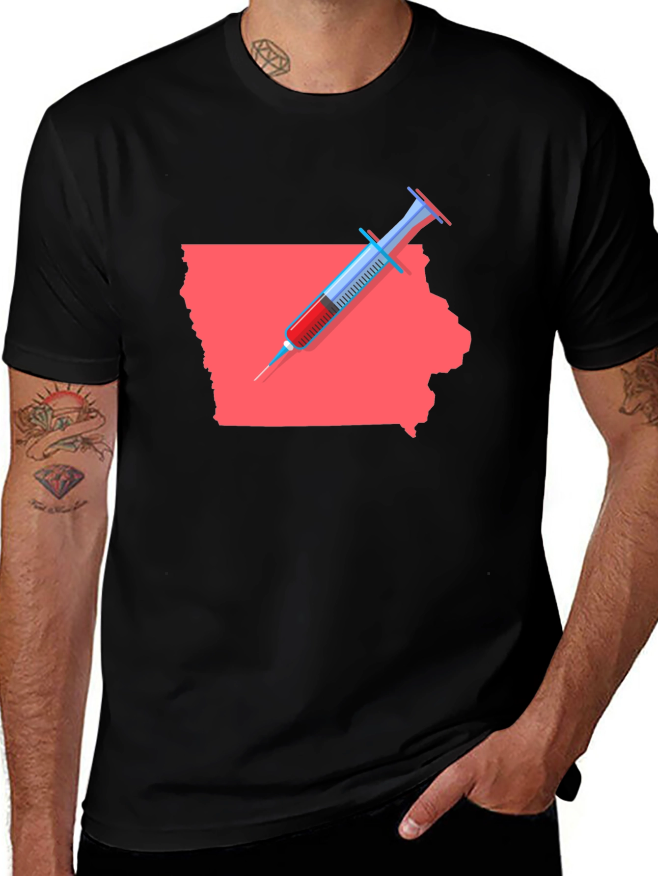 Variant 12 of Iowa Vaccination Black T-Shirt