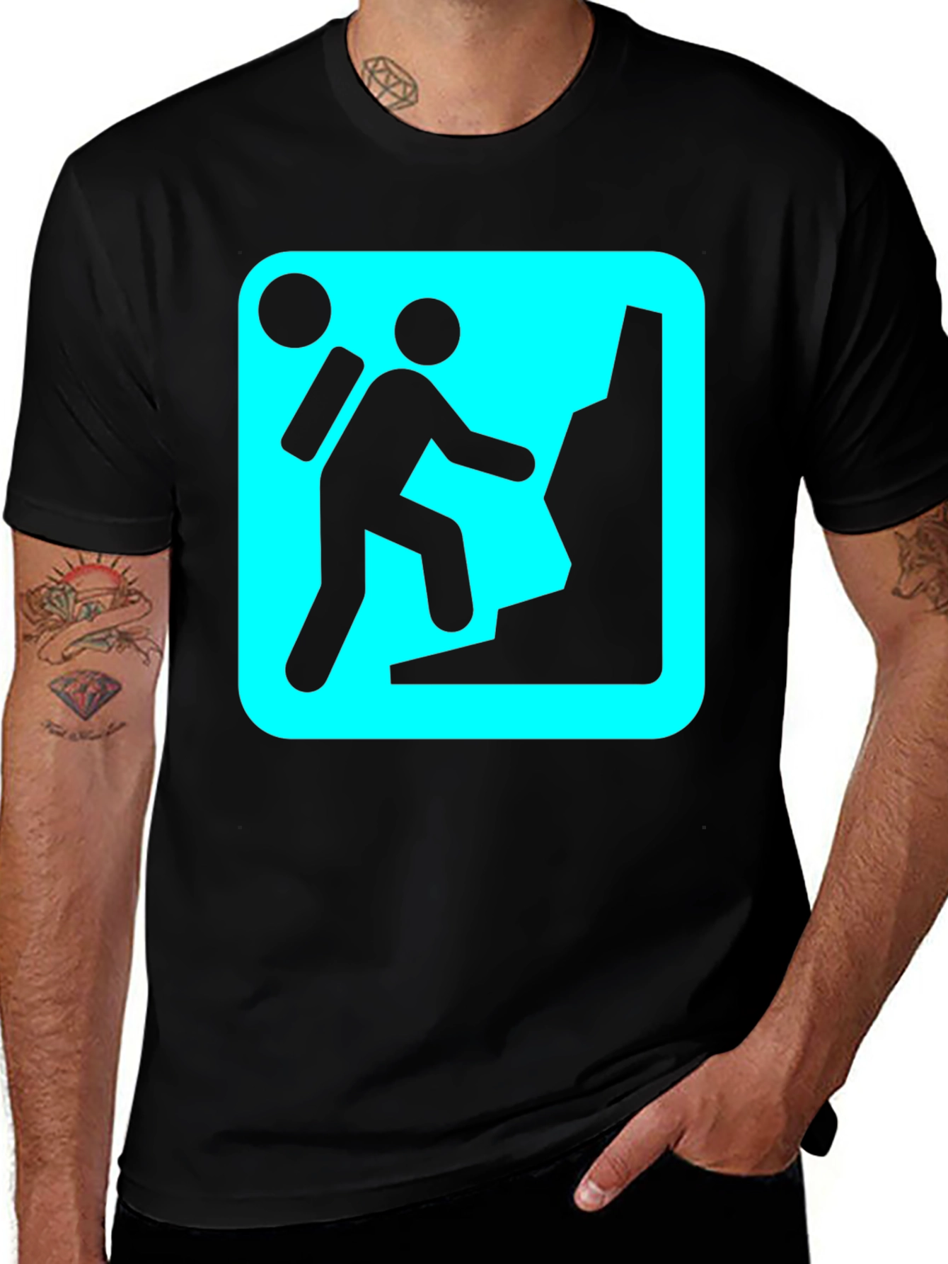 Variant 23 of Rock Climber Graphic Tee - Black Cotton T-Shirt