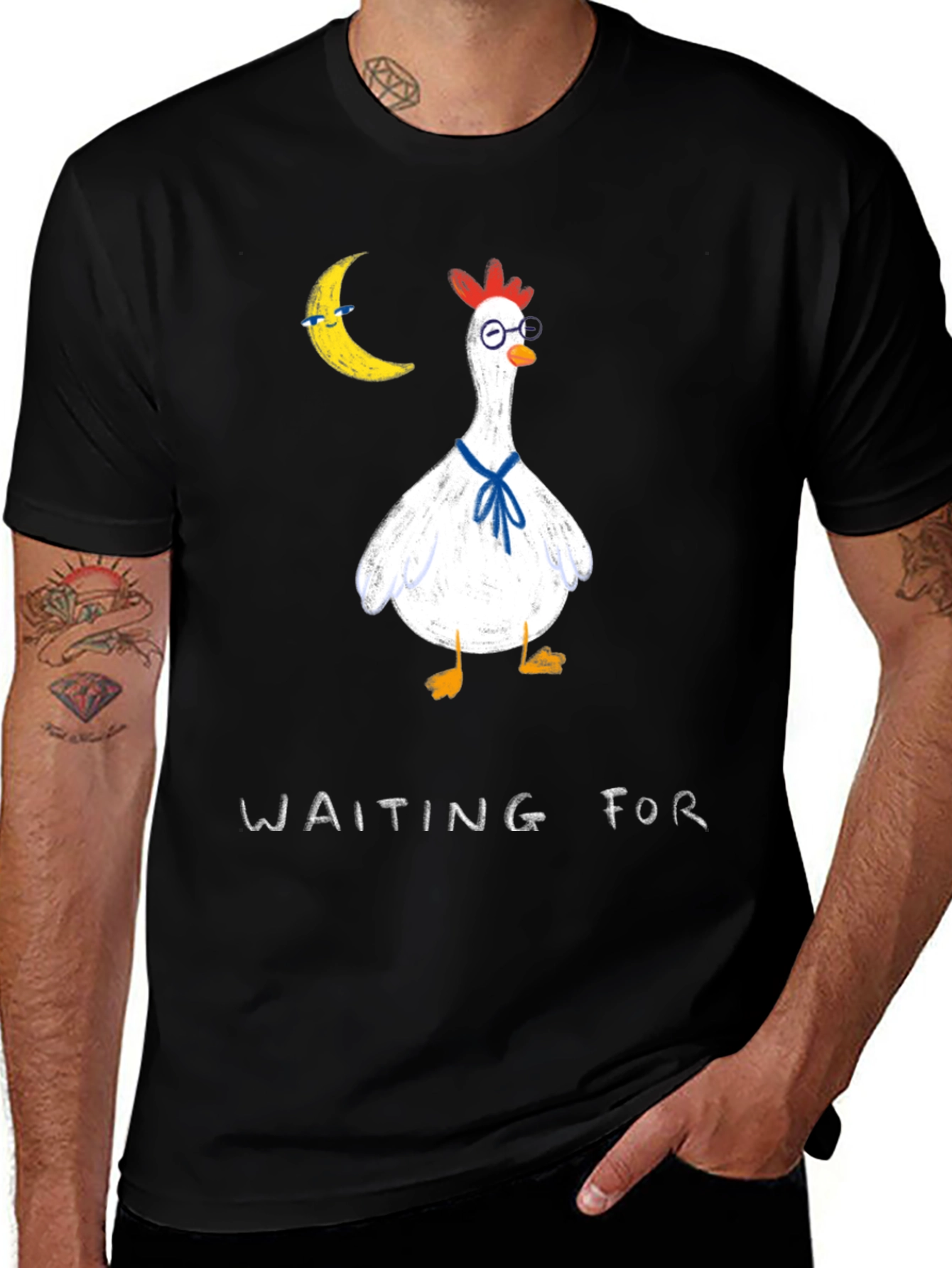 Variant 9 of Waiting For T-Shirt: Funny Chicken Moon Tee