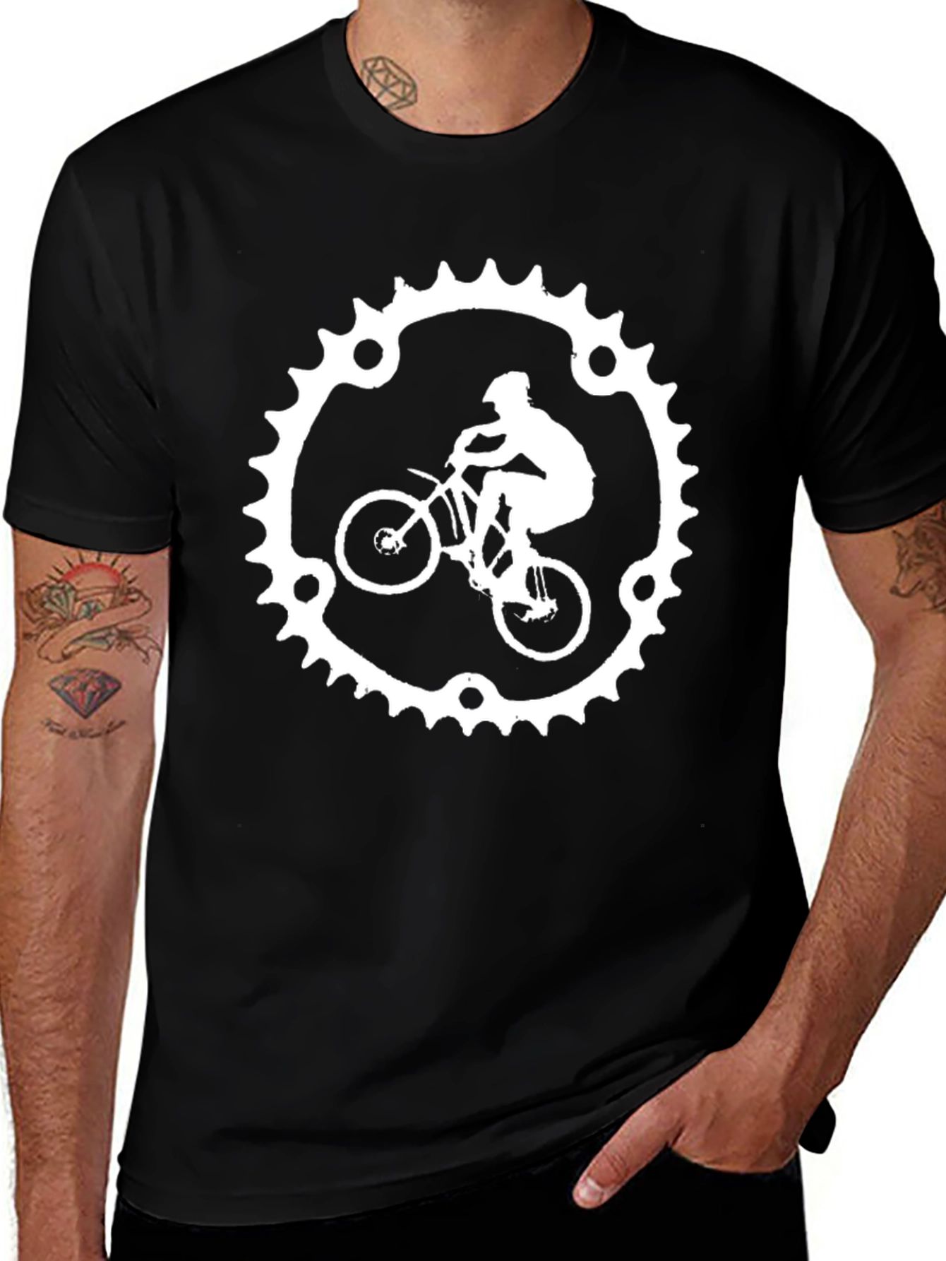 Variant 15 of Cyclist Sprocket Graphic Tee - Black Cotton Blend