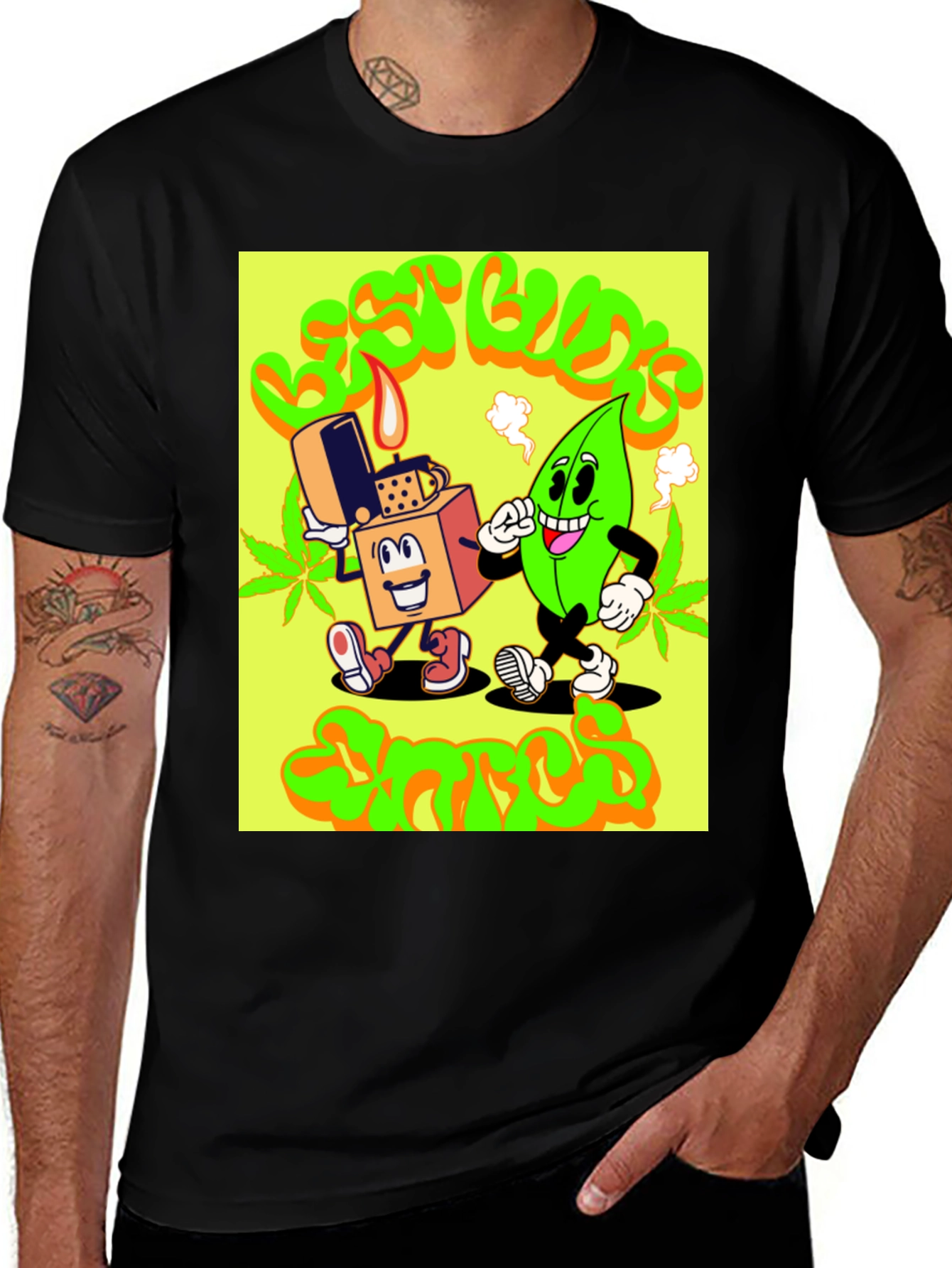 Variant 29 of Cool Cartoon Graphic Black T-Shirt