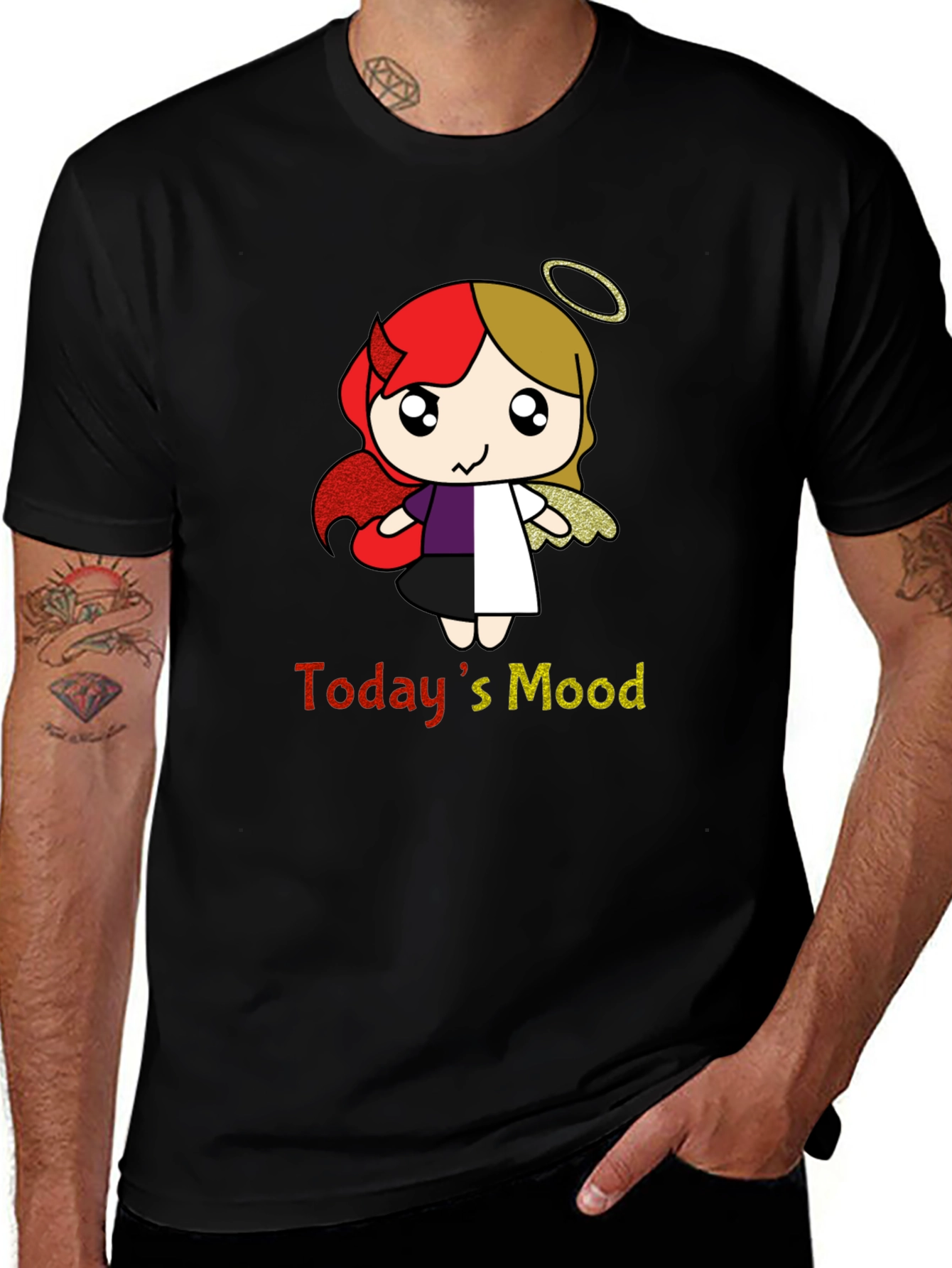 Variant 30 of Today's Mood Angel Devil Cartoon T-Shirt
