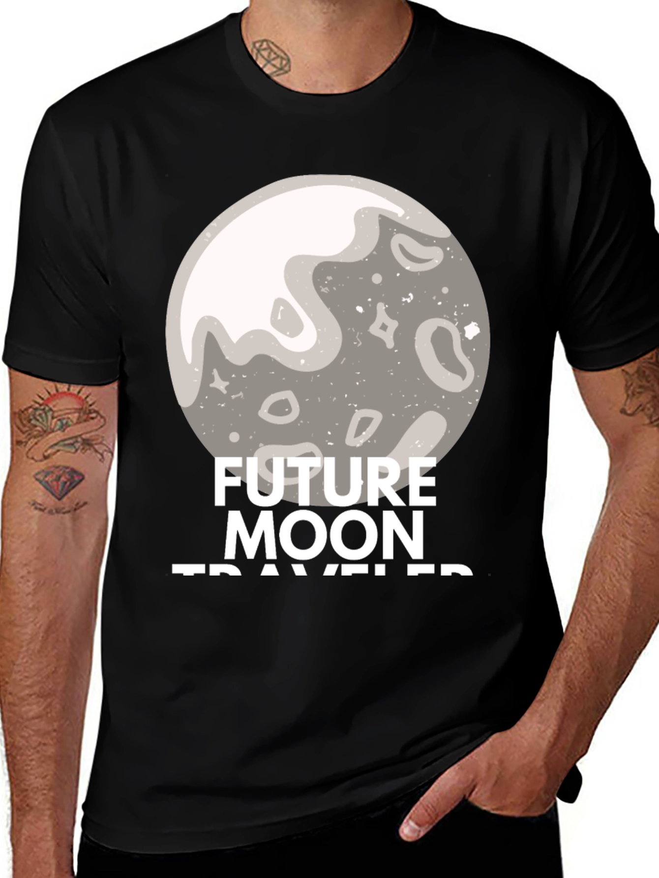 Variant 5 of Future Moon Traveler Graphic Tee - Black