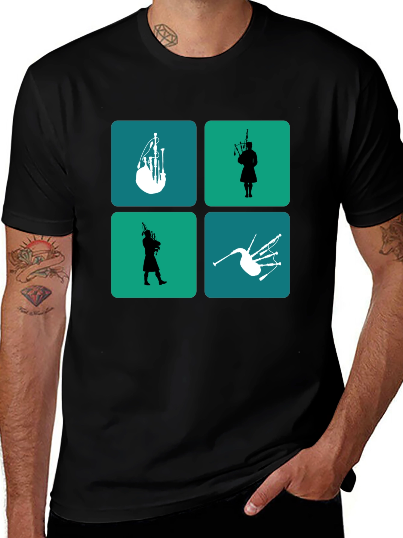 Variant 8 of Bagpipe Silhouette Graphic Tee