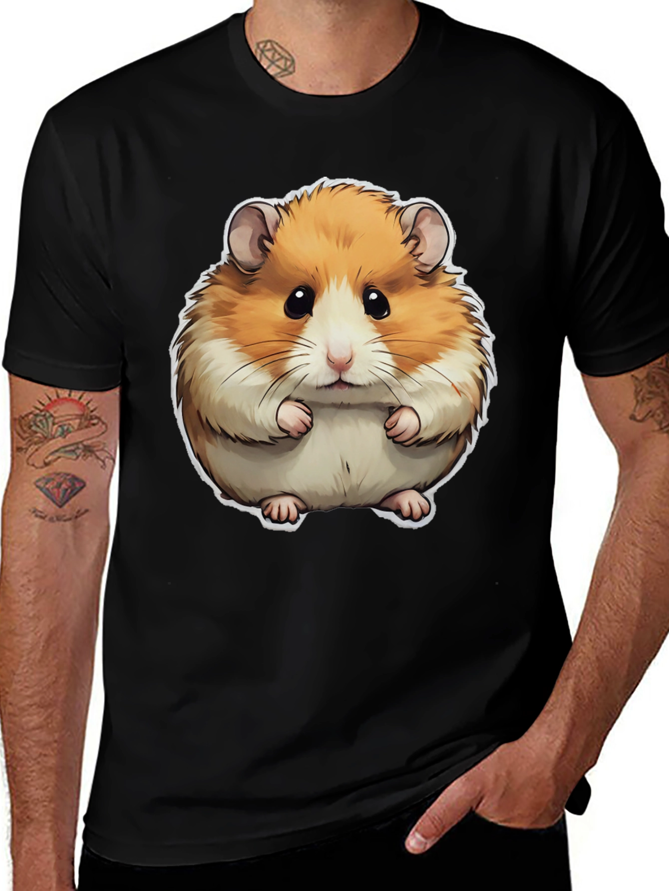 Variant 21 of Hamster Graphic Print Crew Neck T-Shirt