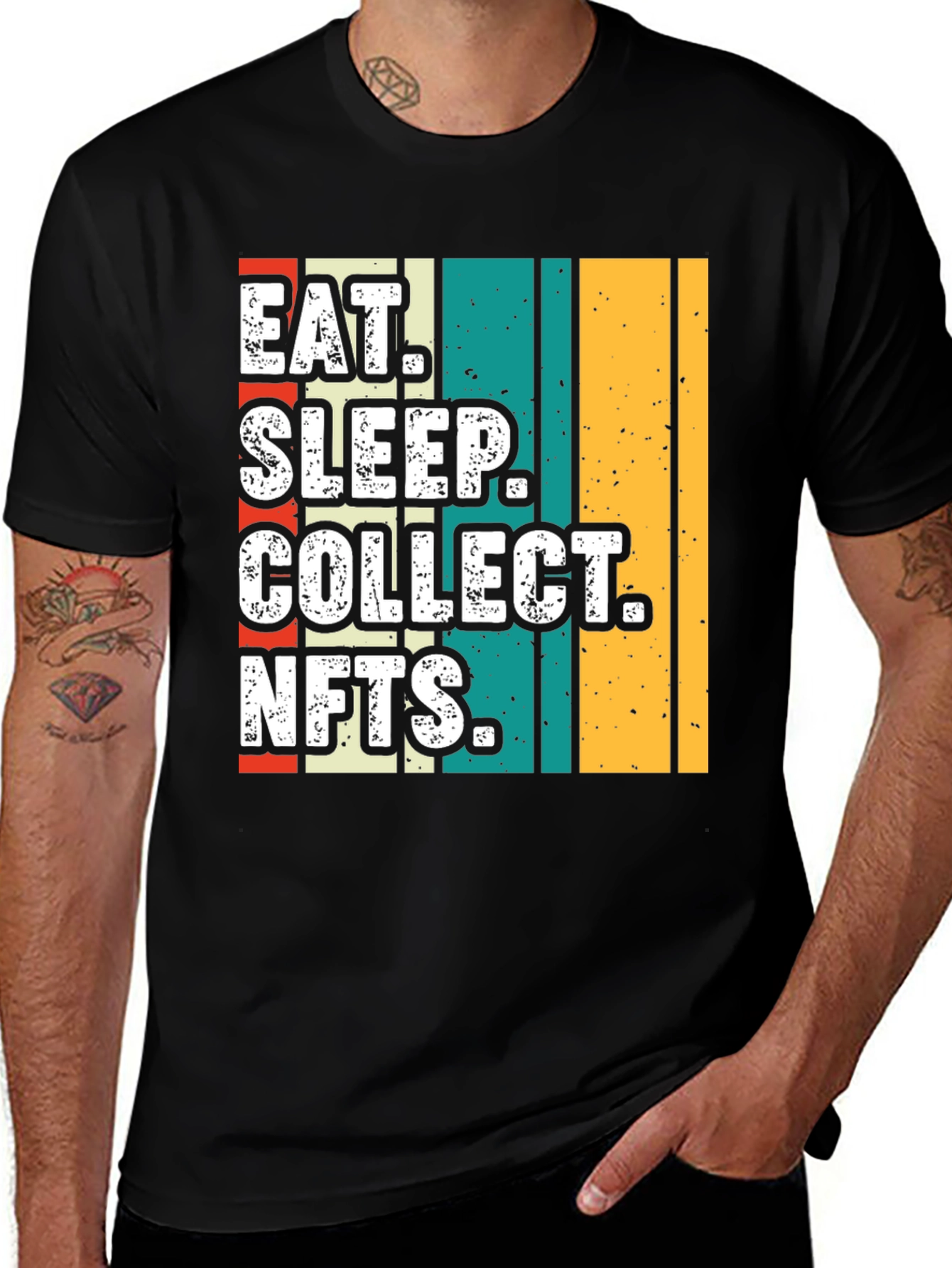 Eat Sleep Collect NFTs Retro Style T-Shirt