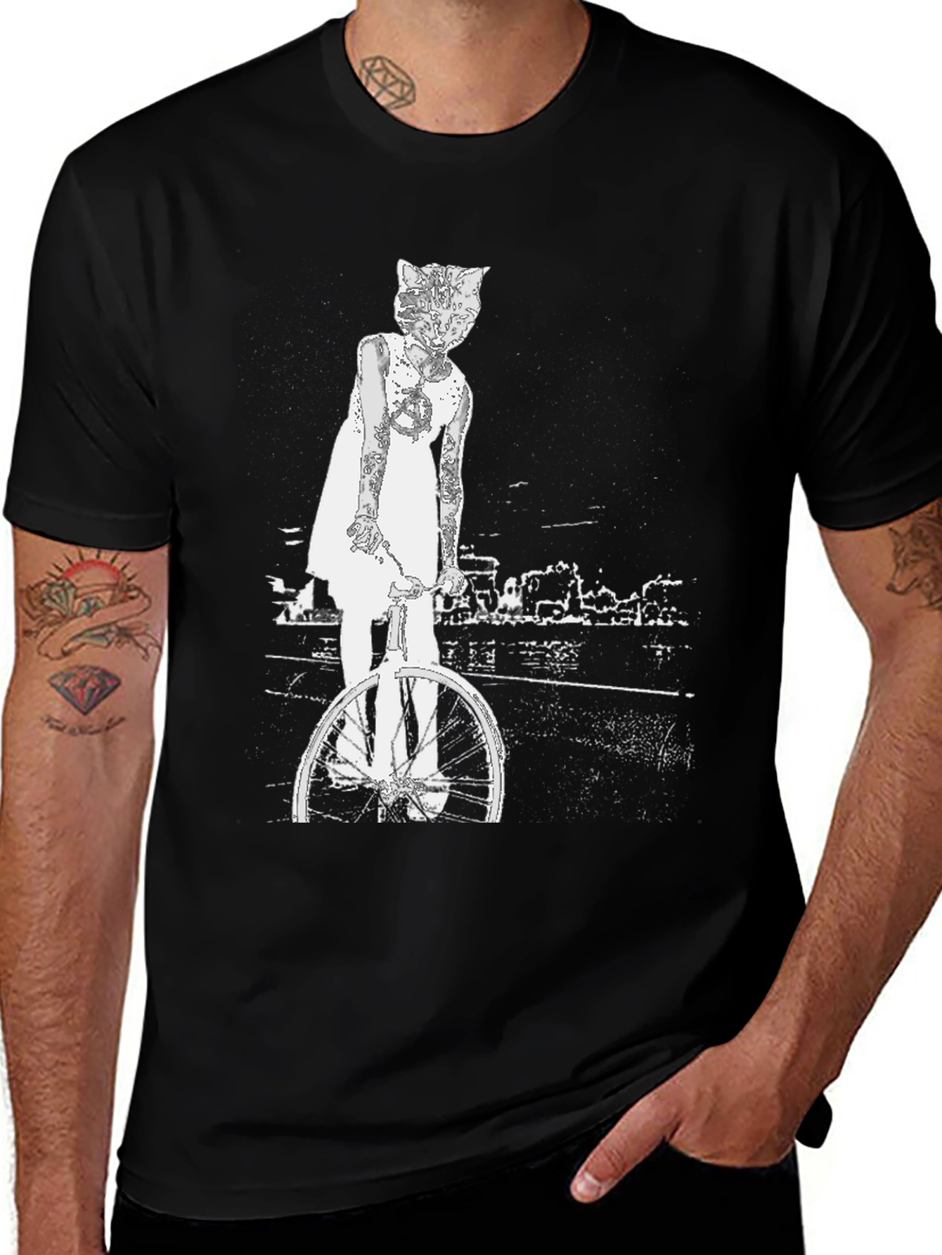Variant 30 of Cat Girl Bicycle Graphic T-Shirt