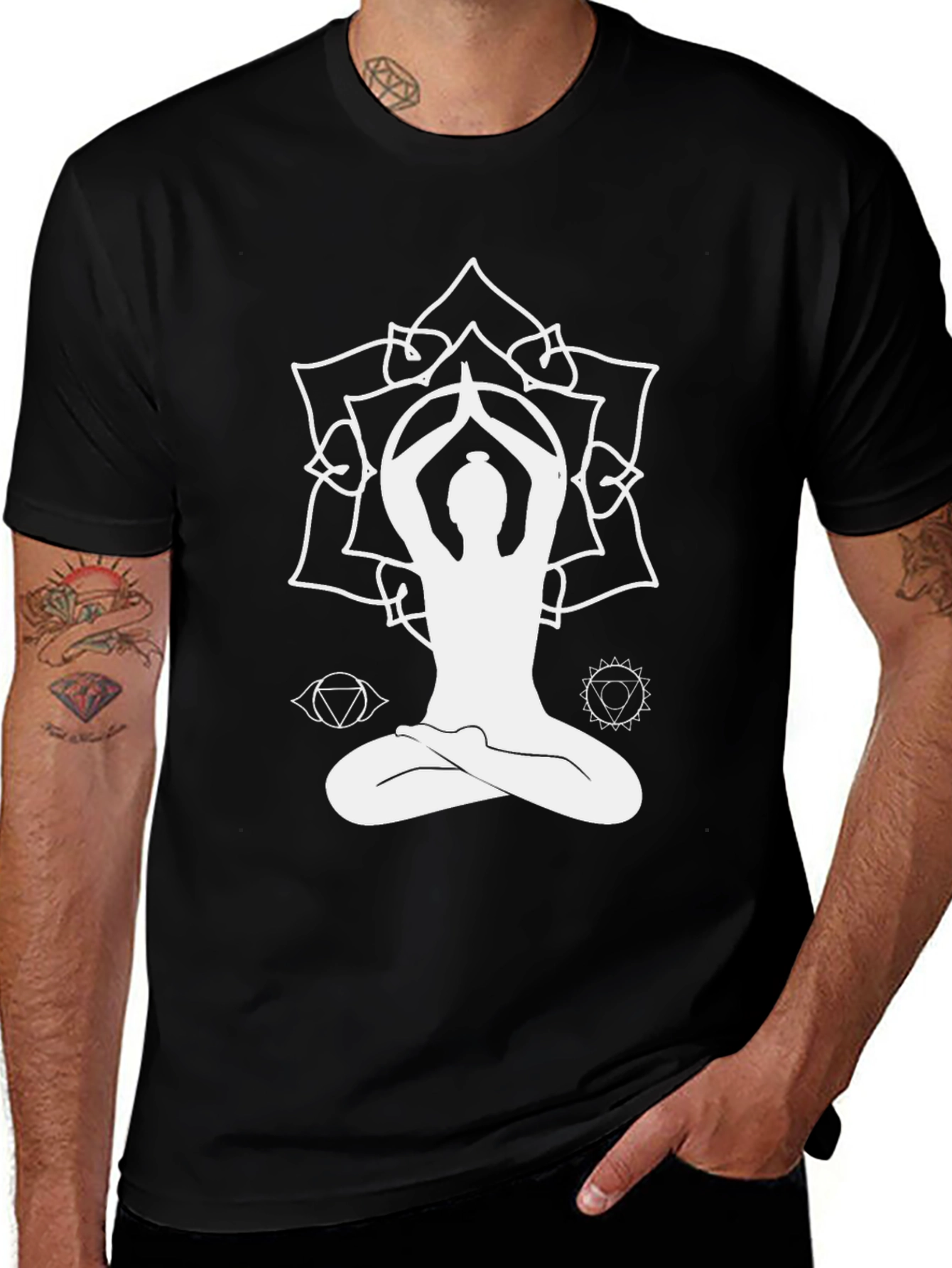 Variant 18 of Yoga Mandala Graphic T-Shirt - Black