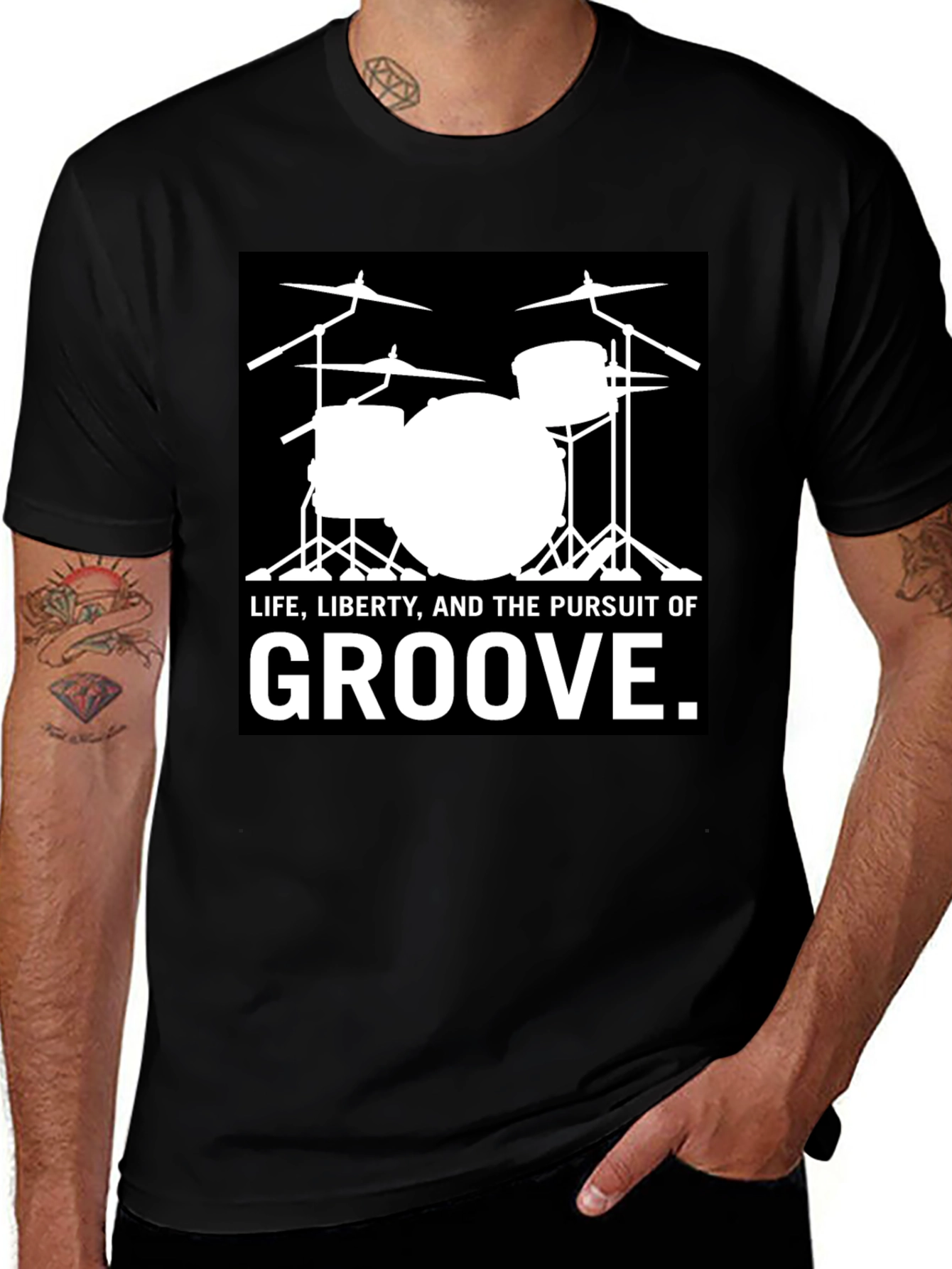 Variant 26 of Drummer Tee: Life, Liberty & The Pursuit of Groove T-Shirt