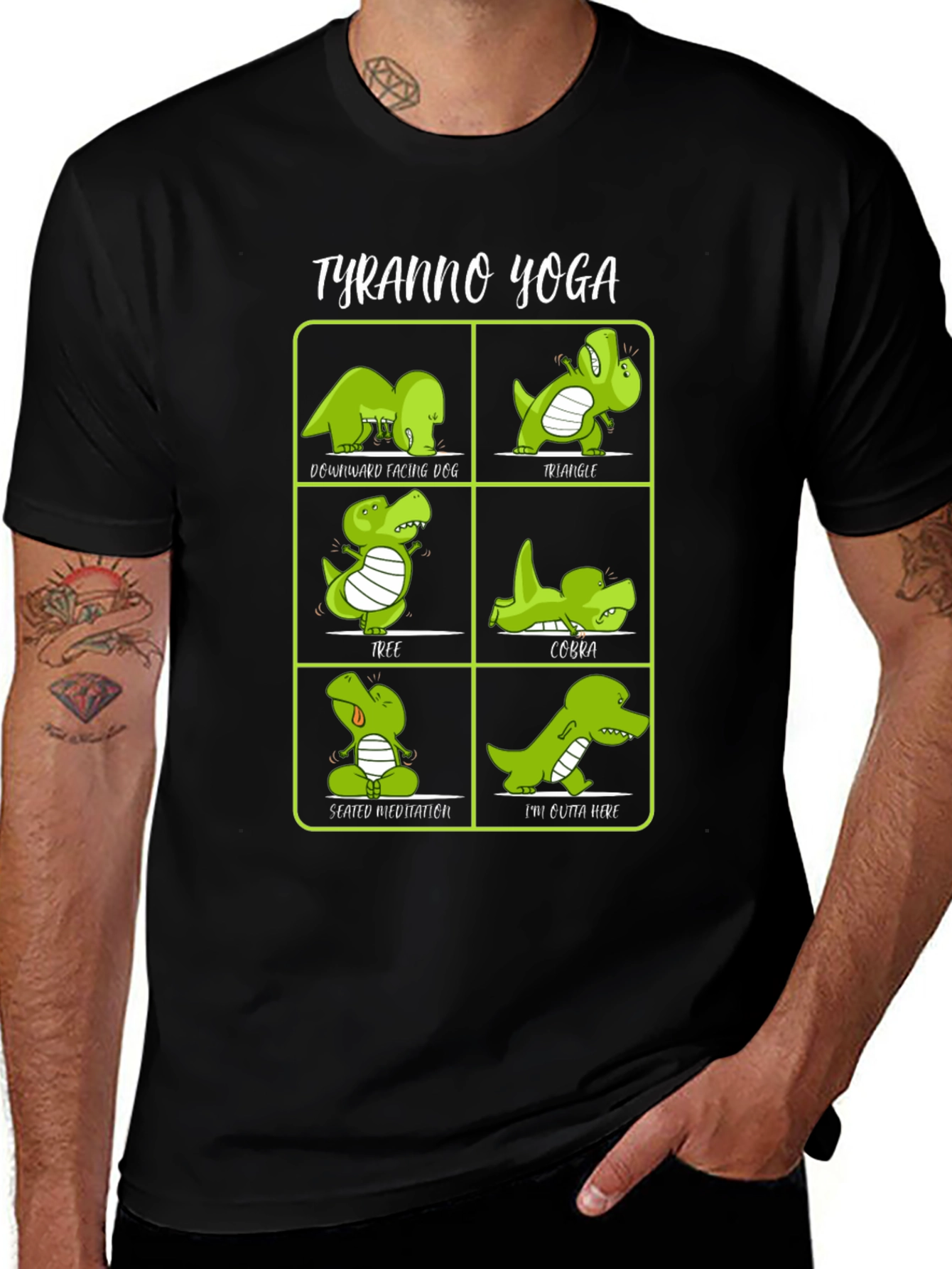 Variant 5 of Tyranno Yoga T-Shirt - Funny Dinosaur Poses