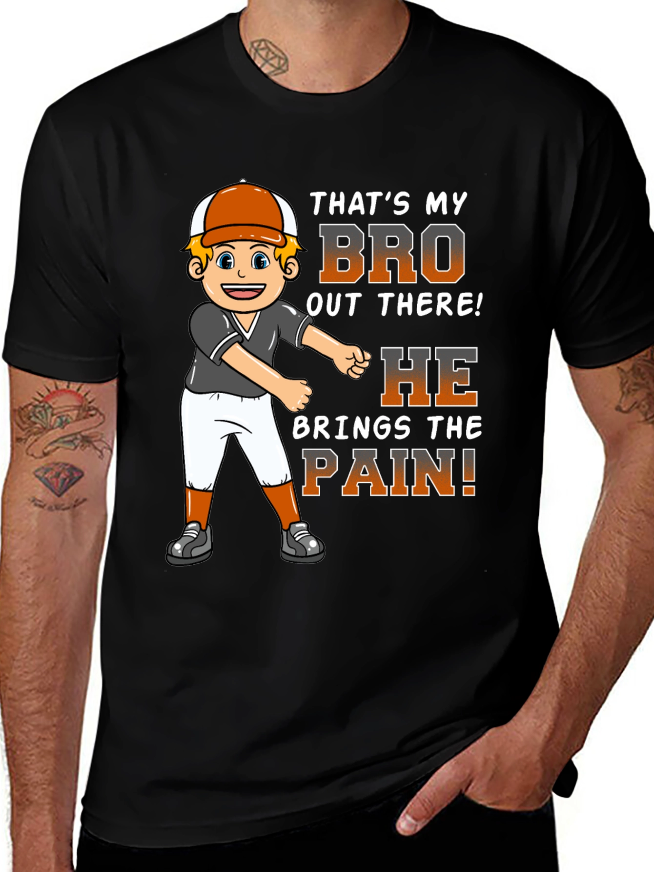 Black Baseball Bro T-Shirt - That's My Bro Out There! main image