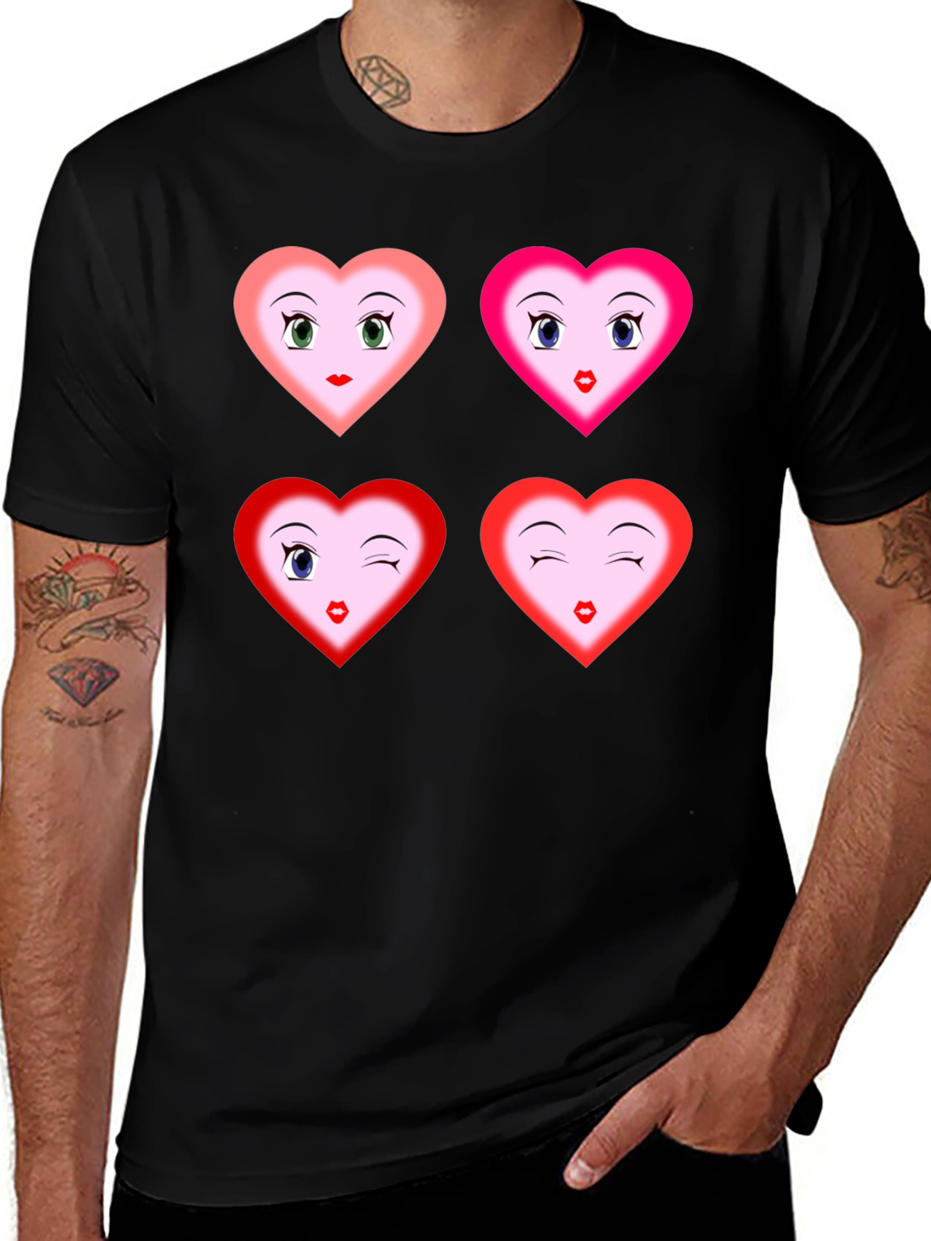 Variant 13 of Heart Faces Graphic Tee - Fun, Unique Design