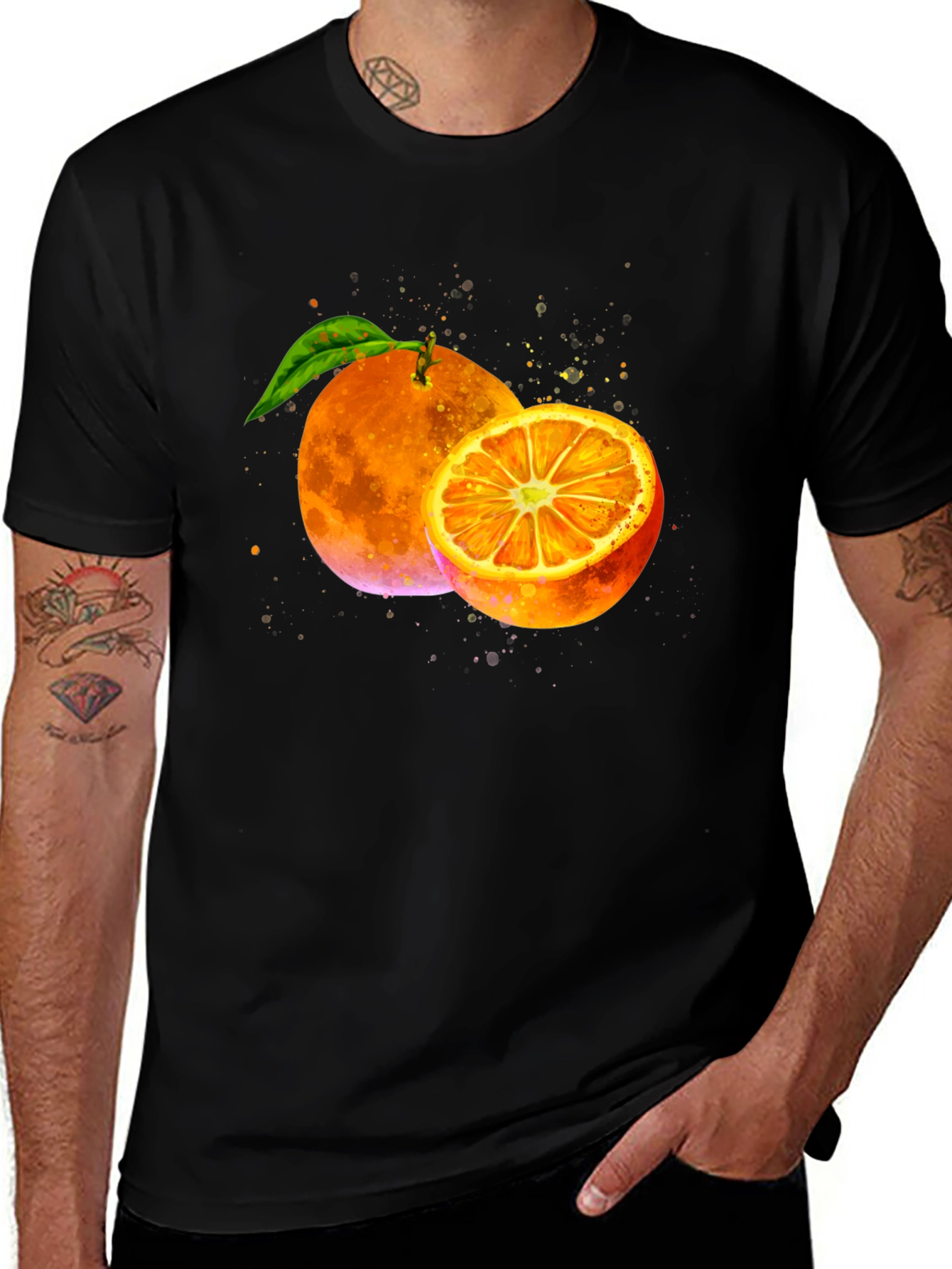 Variant 19 of Orange Graphic Print Black T-Shirt