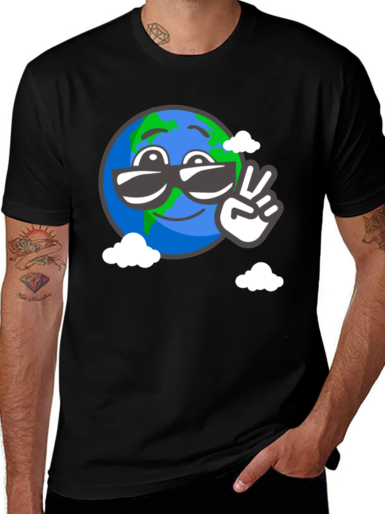 Variant 4 of Cool Earth Emoji Graphic Tee - Black T-Shirt