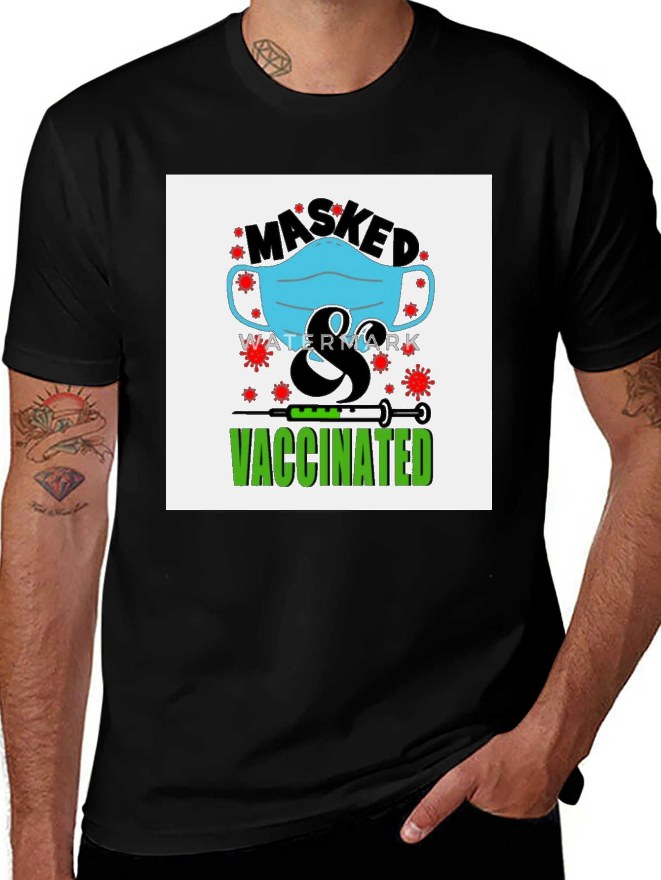 Variant 14 of Masked & Vaccinated Graphic Tee