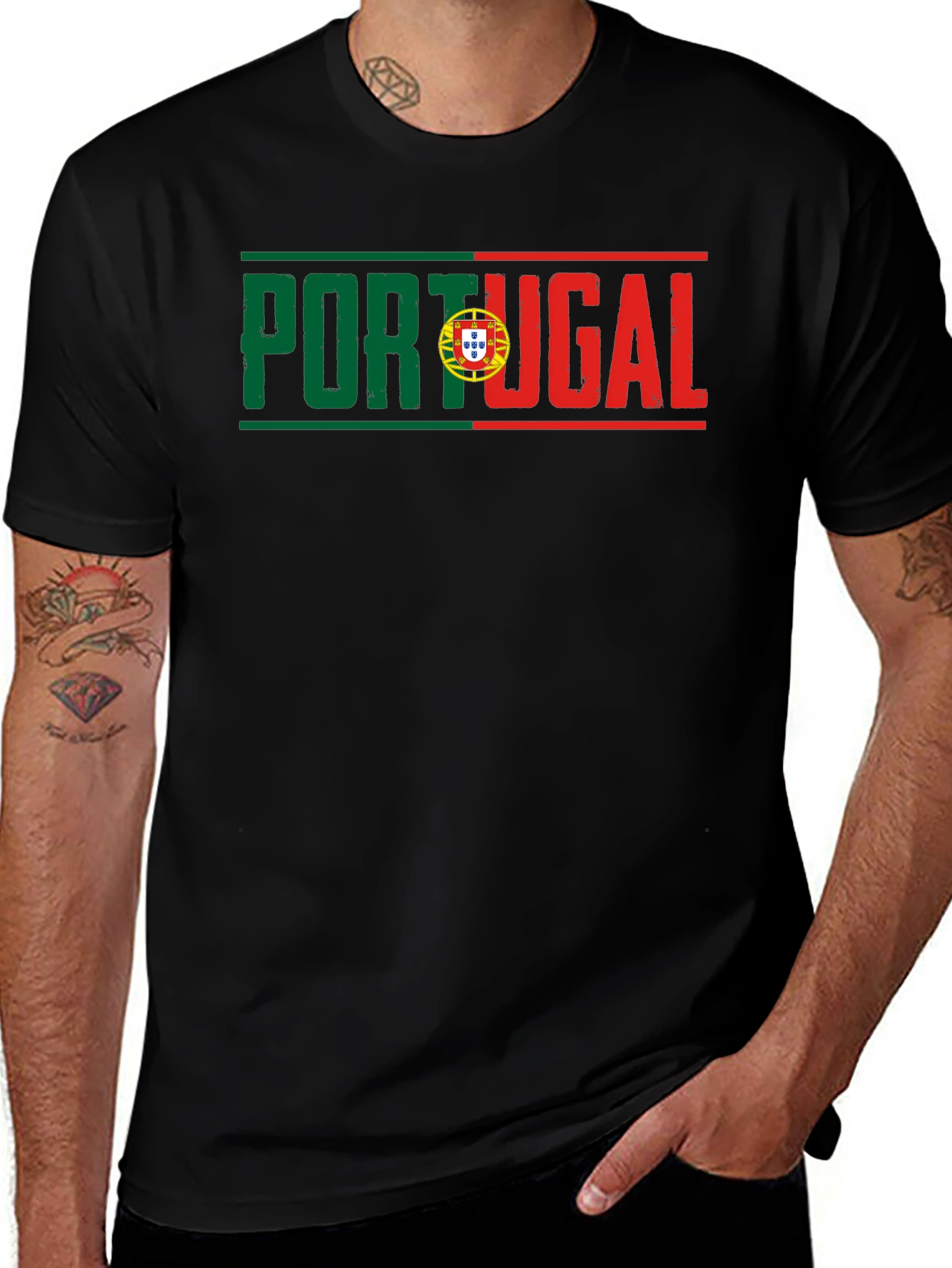 Portugal Flag T-Shirt, Black Tee