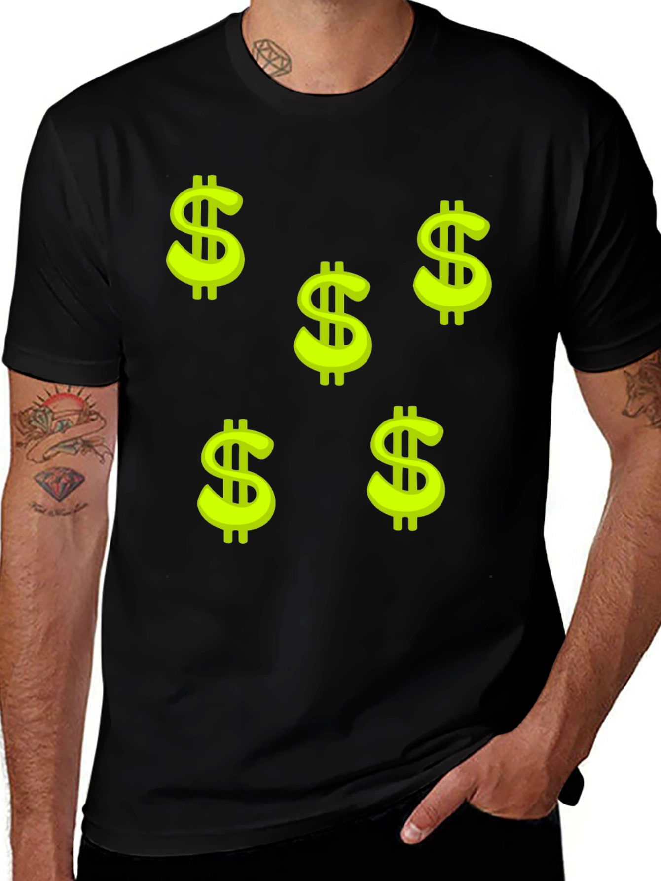 Variant 19 of Black Tee with Dollar Sign Print