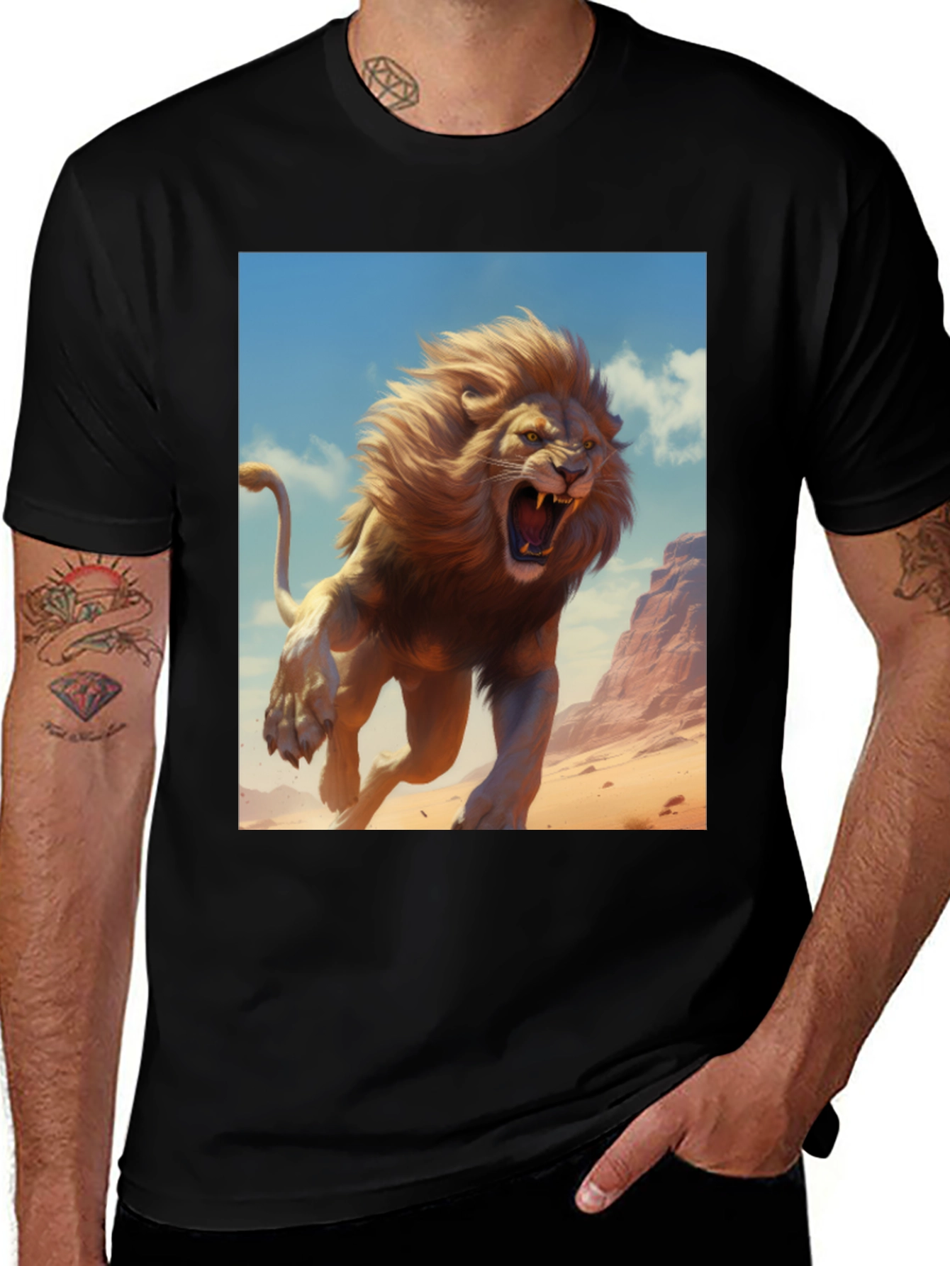 Variant 17 of Lion Graphic Tee - Fierce Style